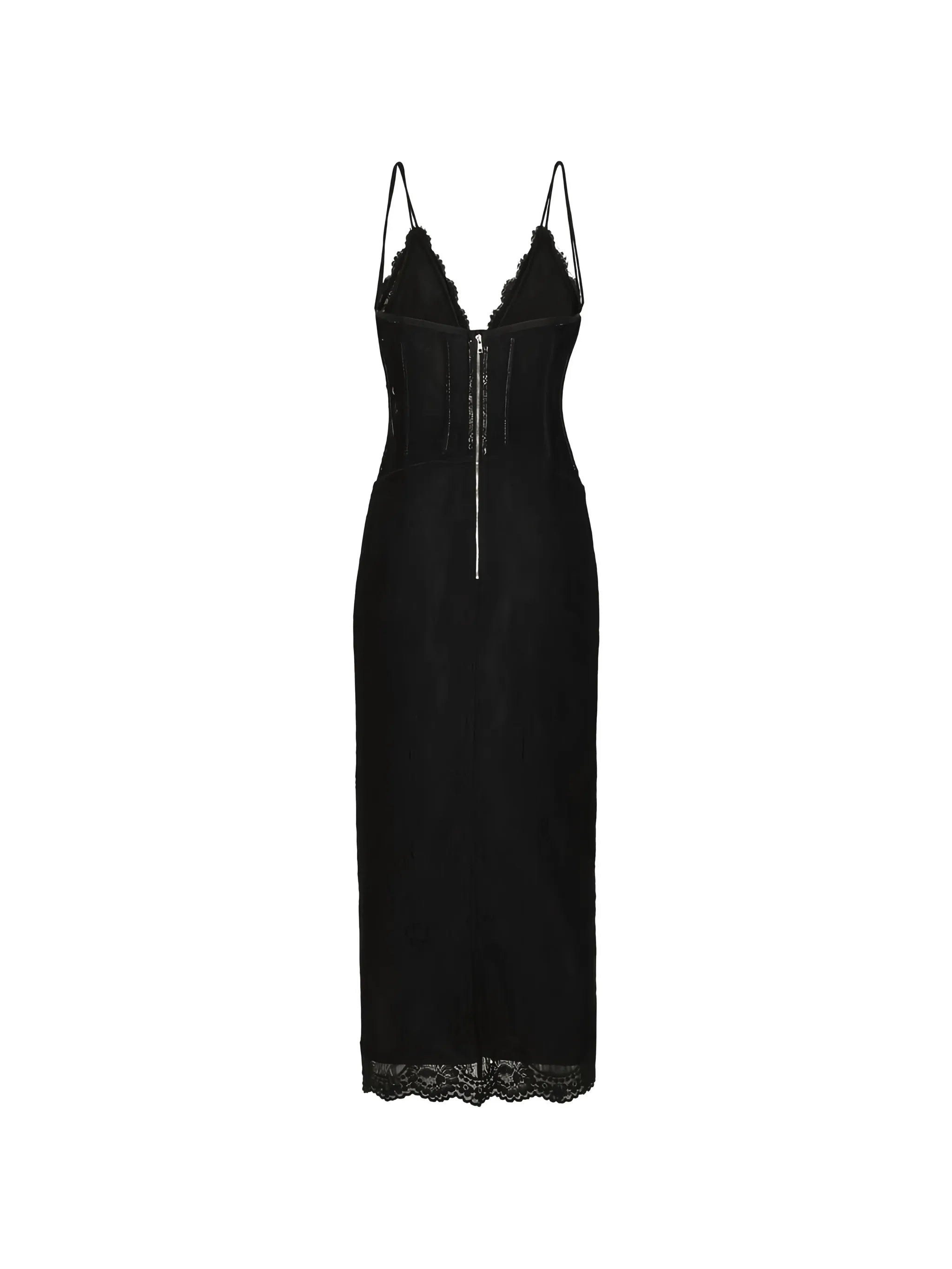 long-sleeve lace midi dress