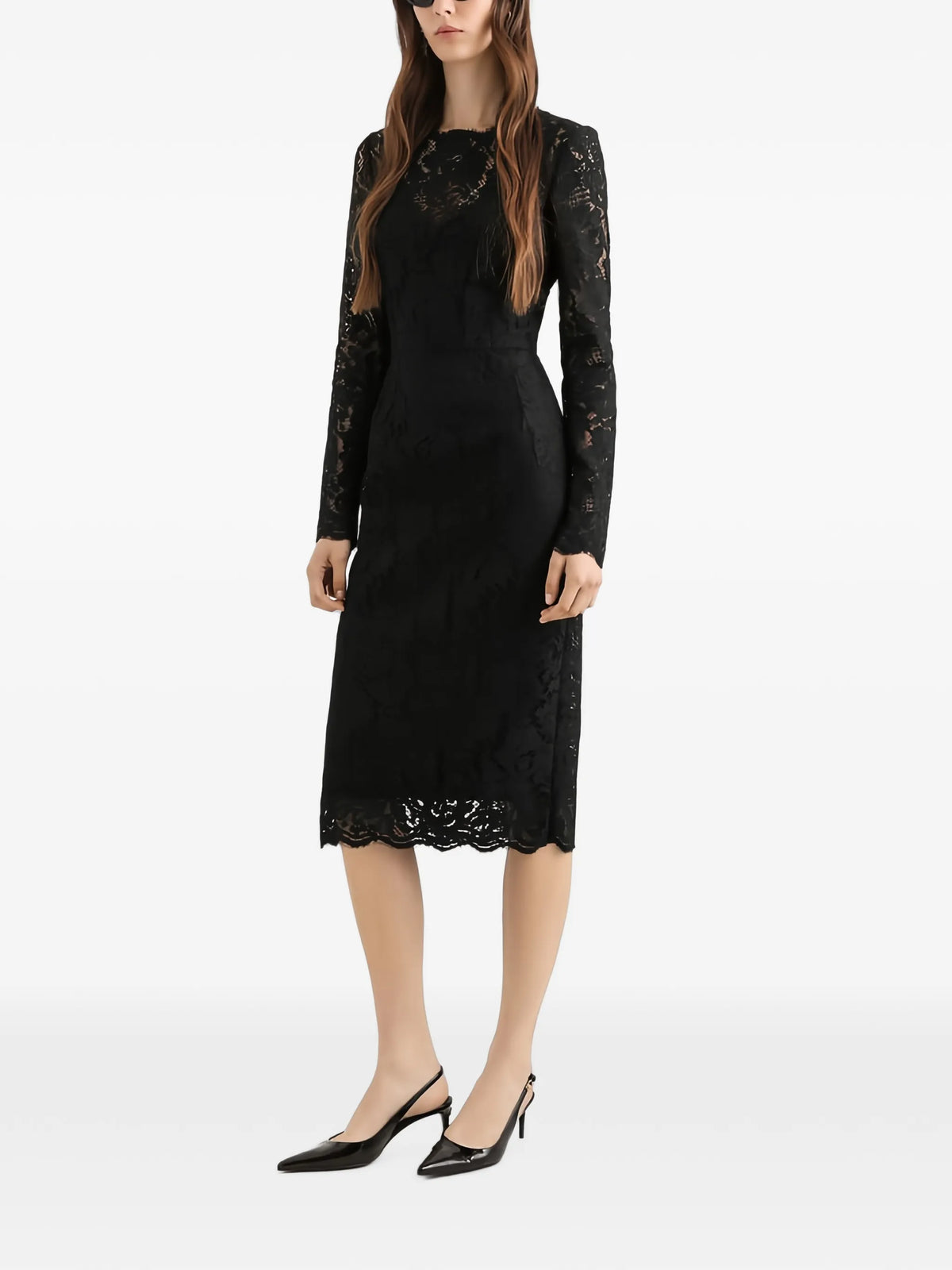 lace calf-length slip dress