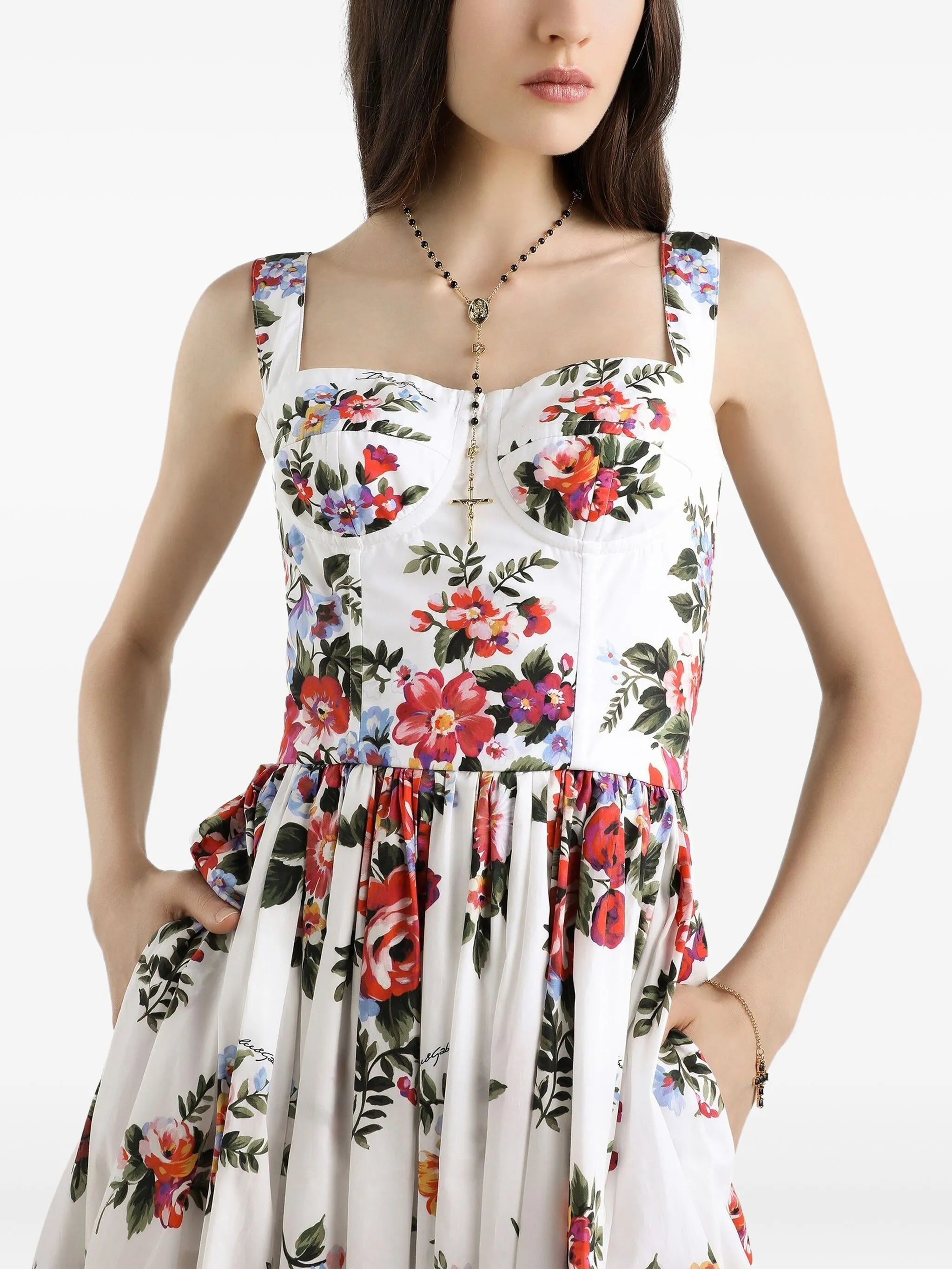 floral bouquet-print midi dress