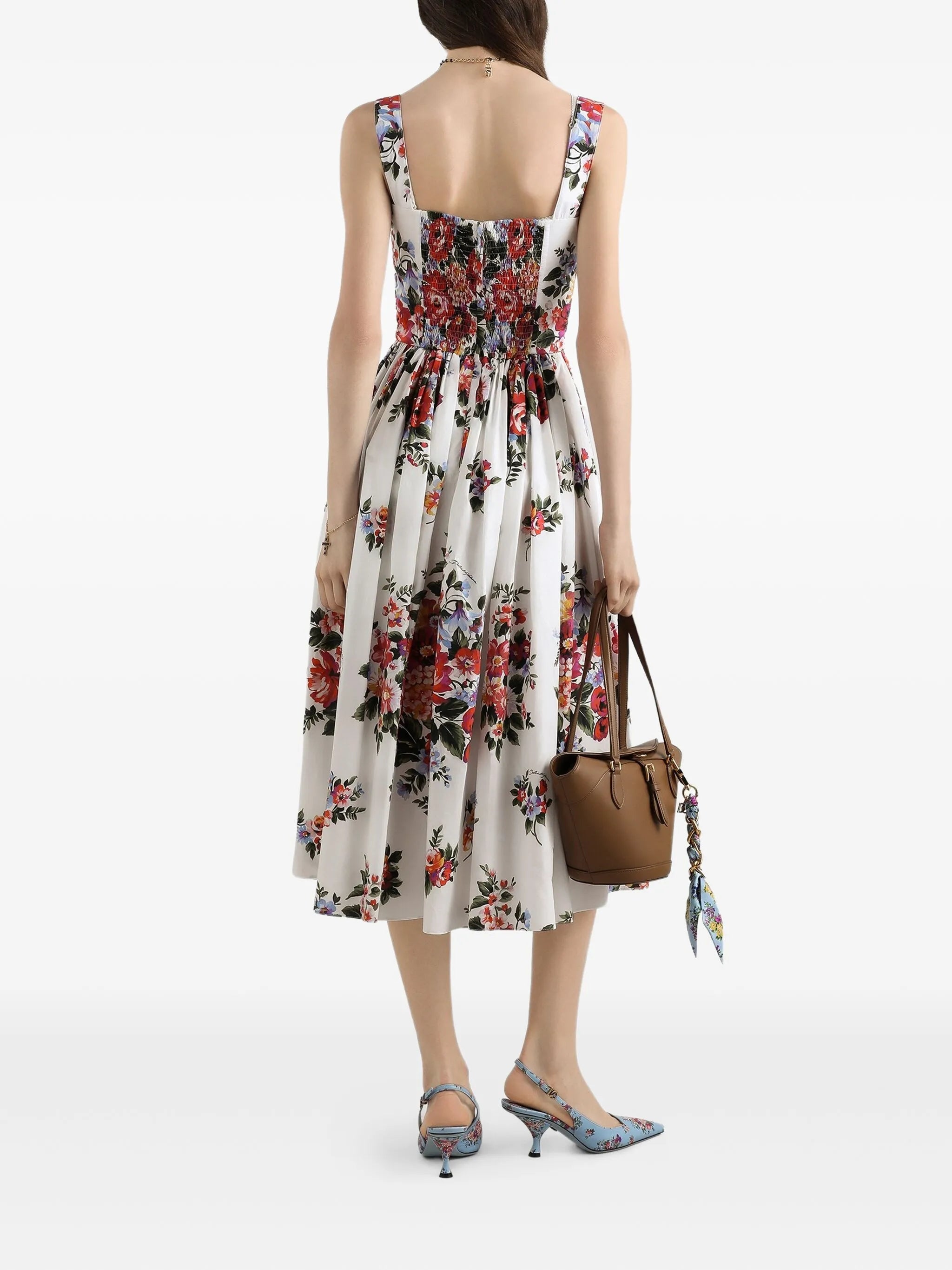 floral bouquet-print midi dress