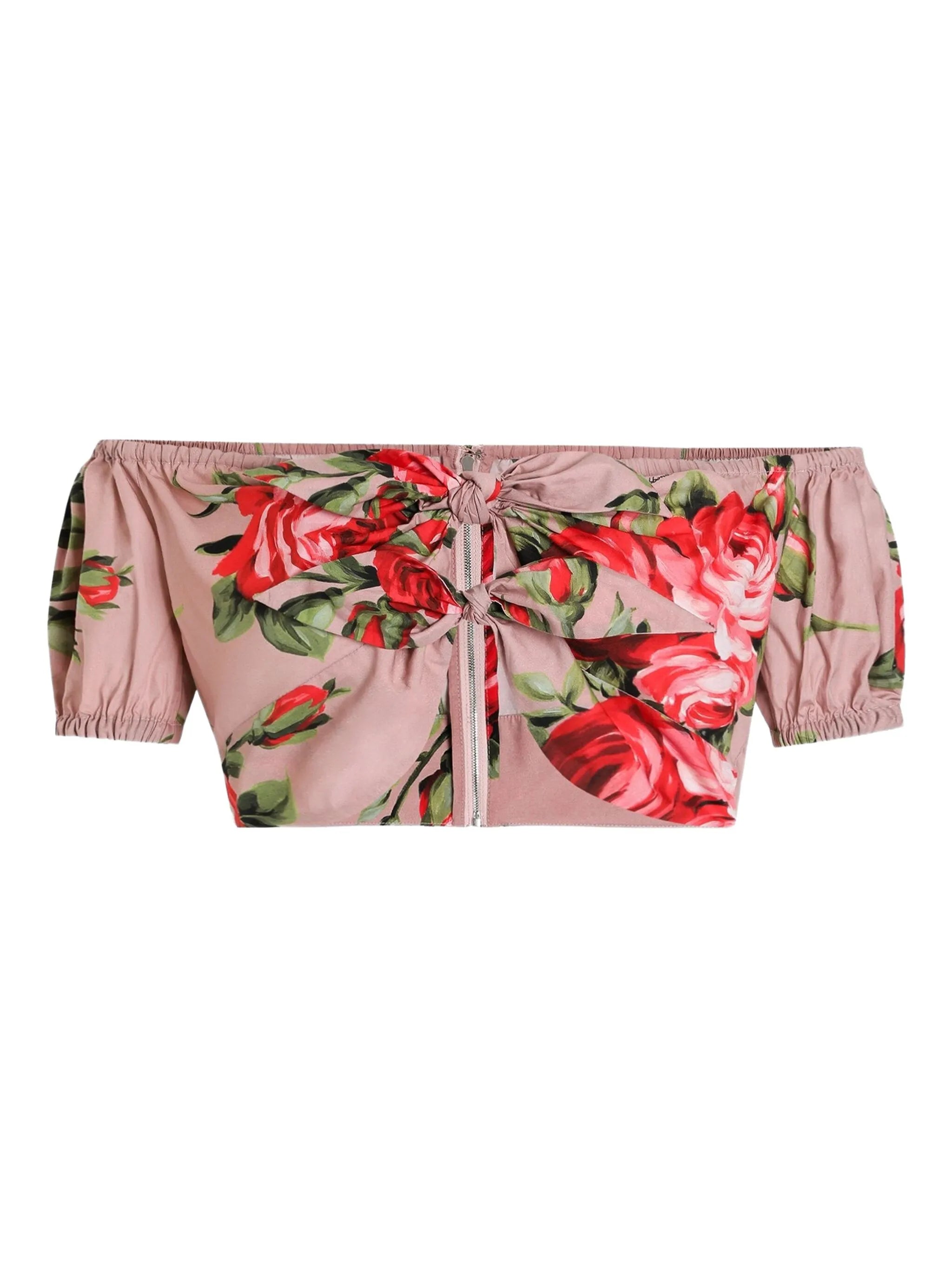 balloon sleeves floral crop top