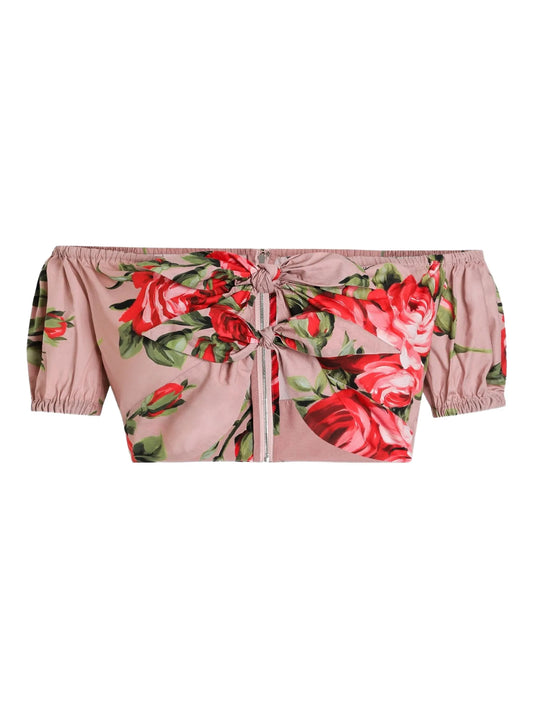 balloon sleeves floral crop top