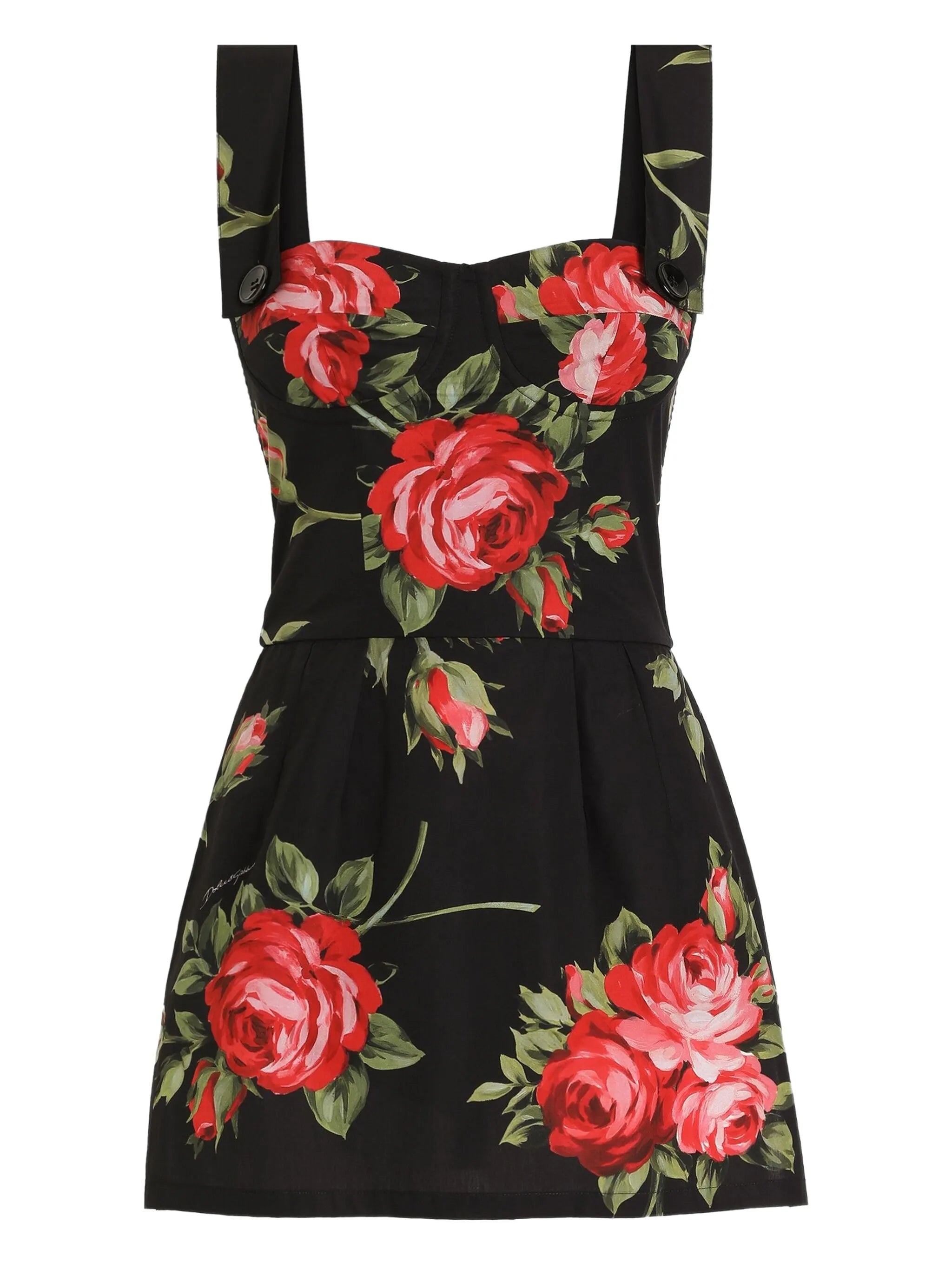 floral button-strap mini dress