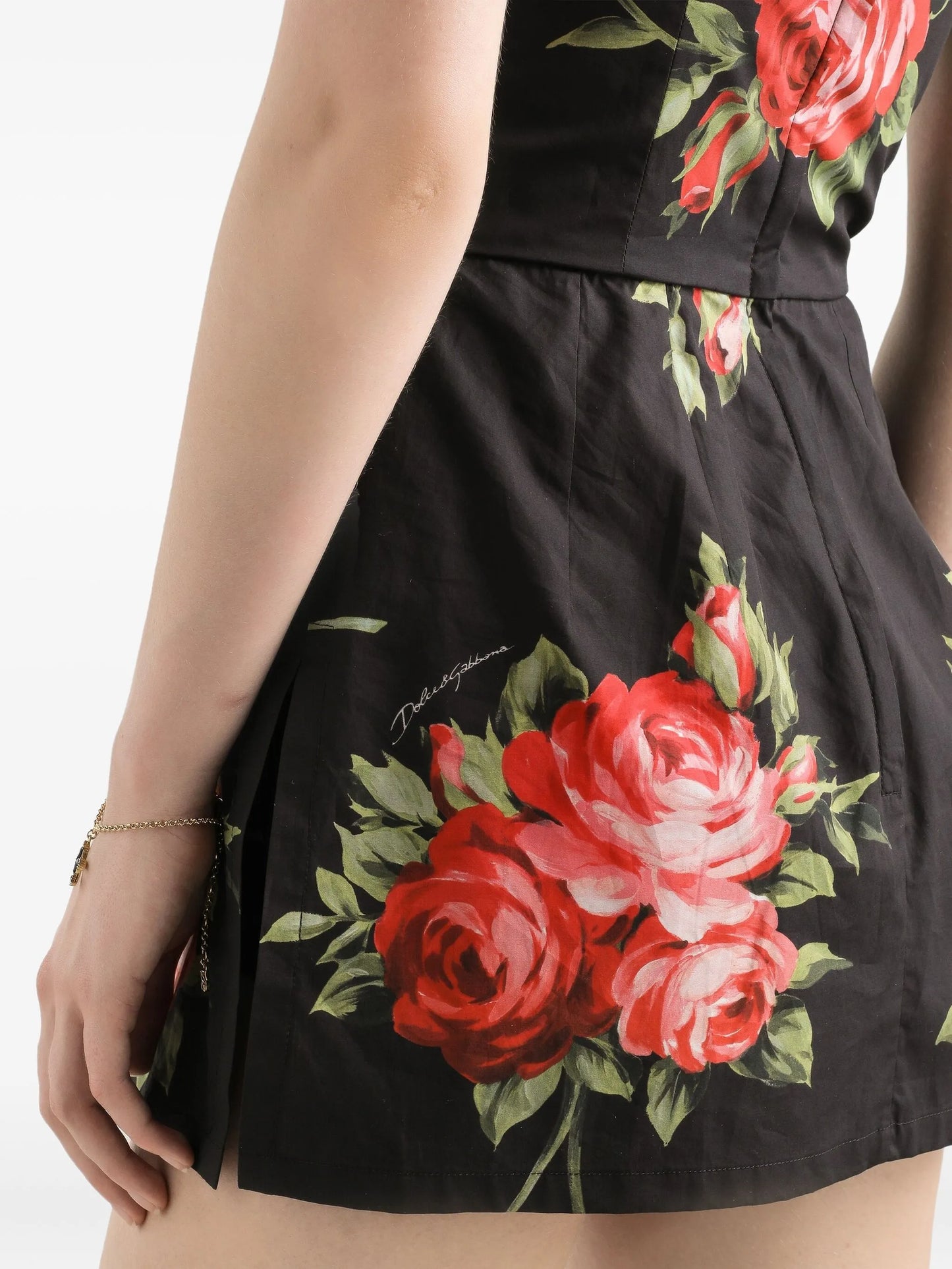 floral button-strap mini dress
