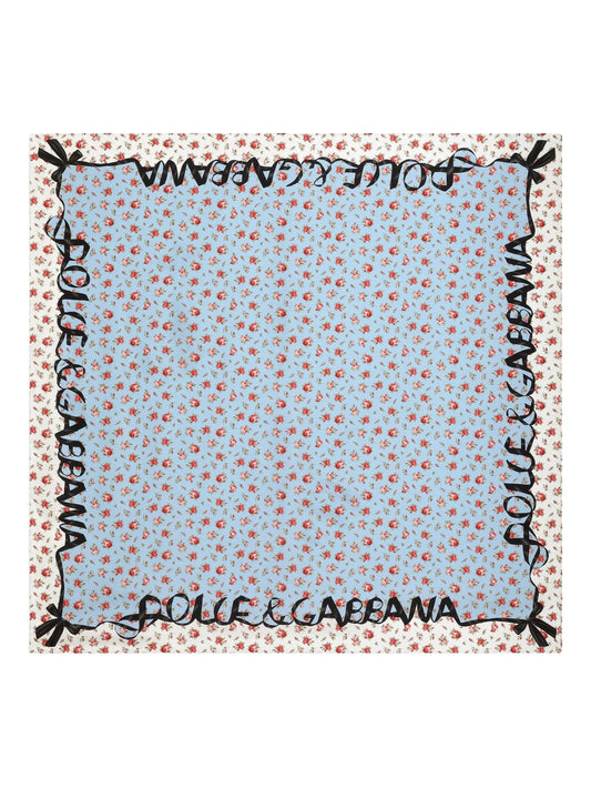 small rose print silk twill scarf 90x90