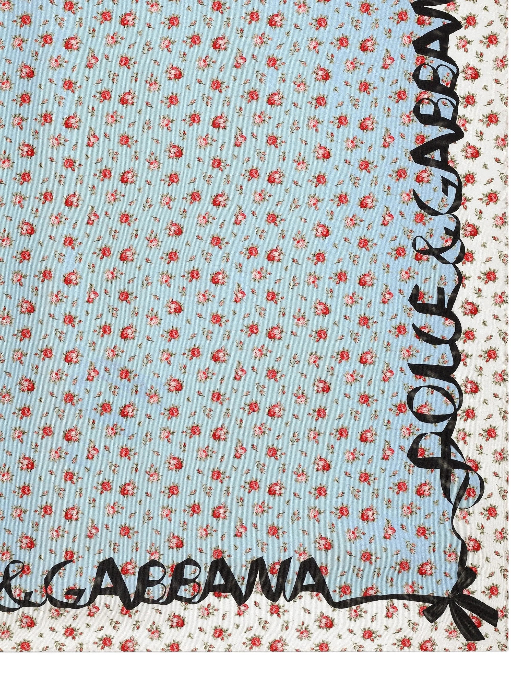 small rose print silk twill scarf 90x90