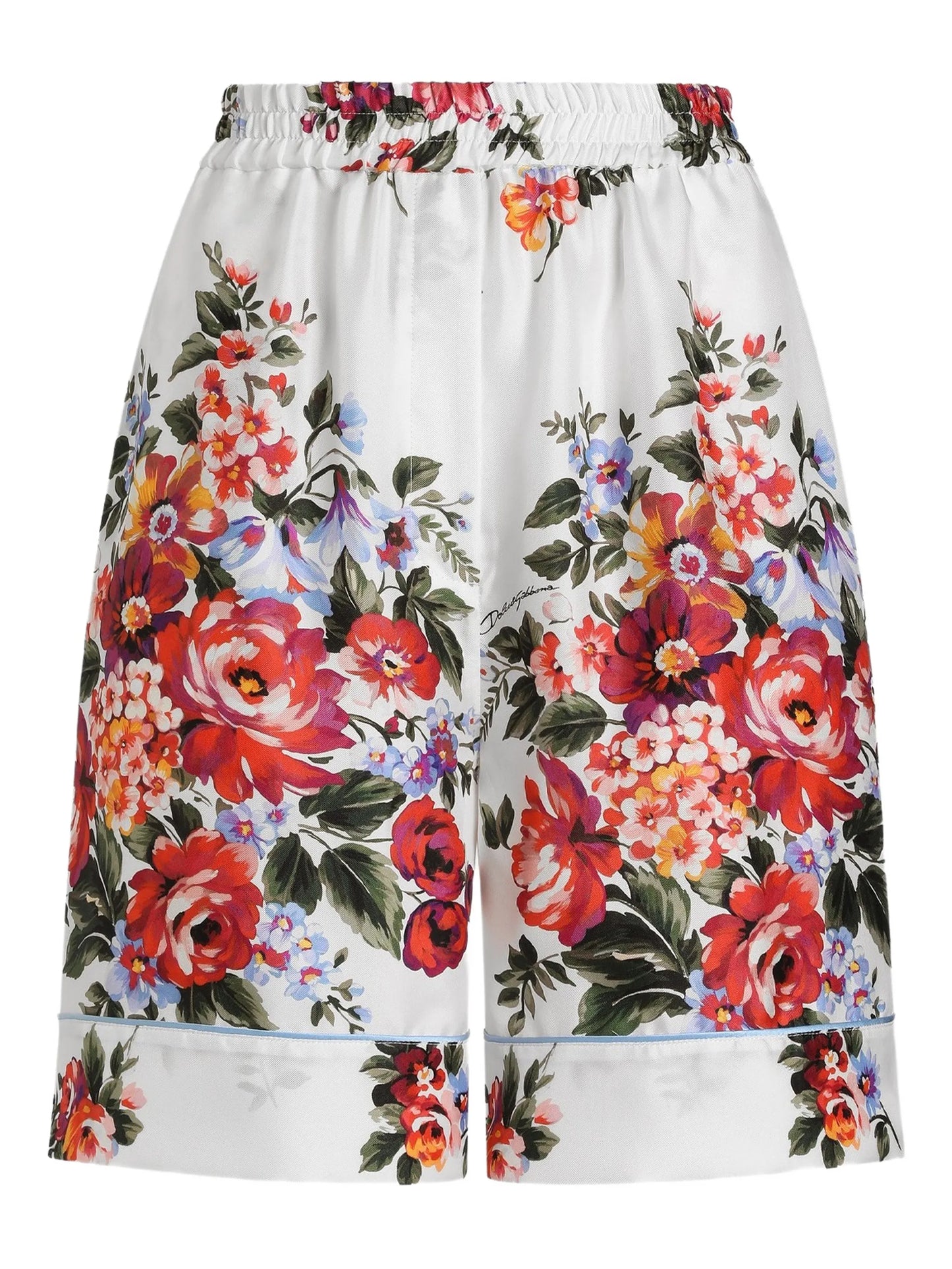 floral-print tie shorts