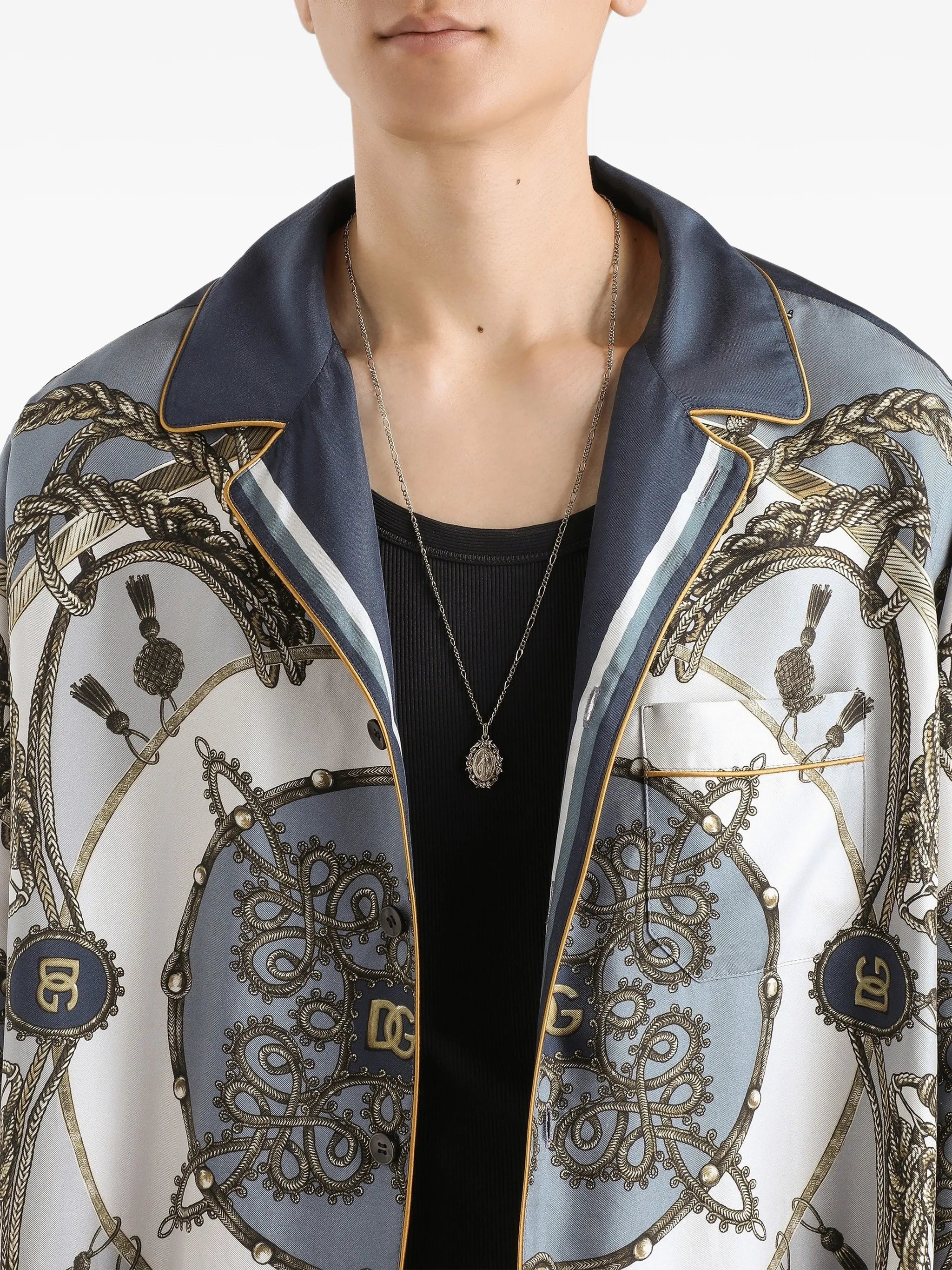cargo-print silk twill shirt