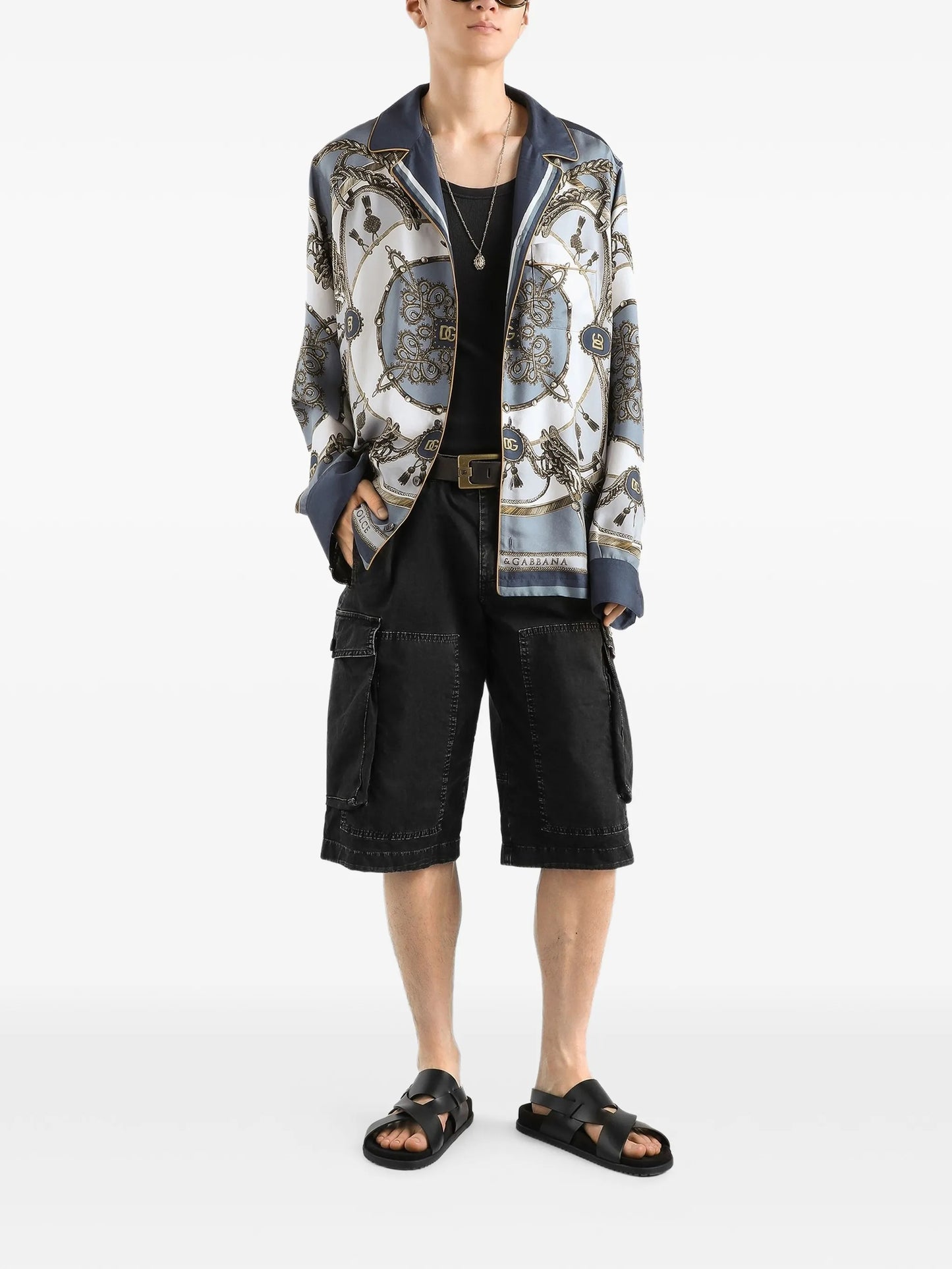 cargo-print silk twill shirt