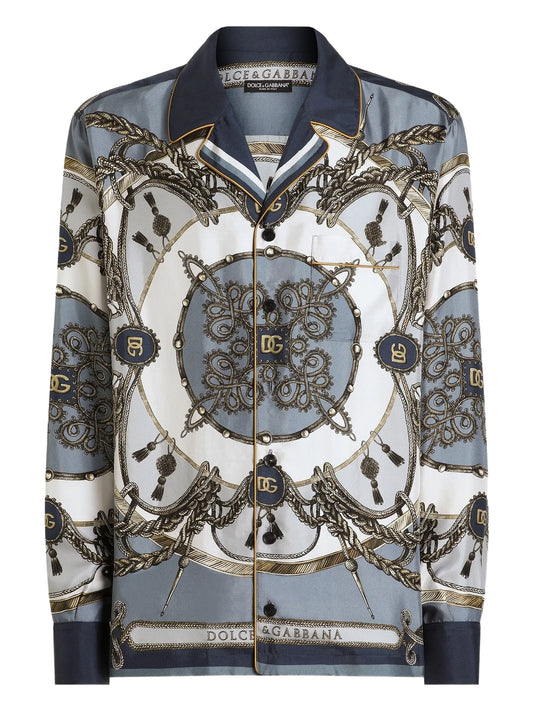 cargo-print silk twill shirt