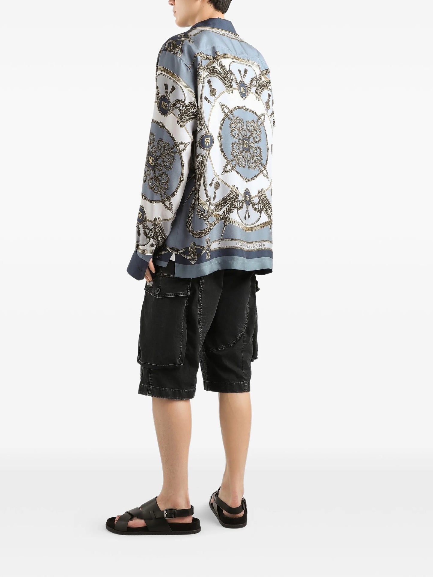 cargo-print silk twill shirt