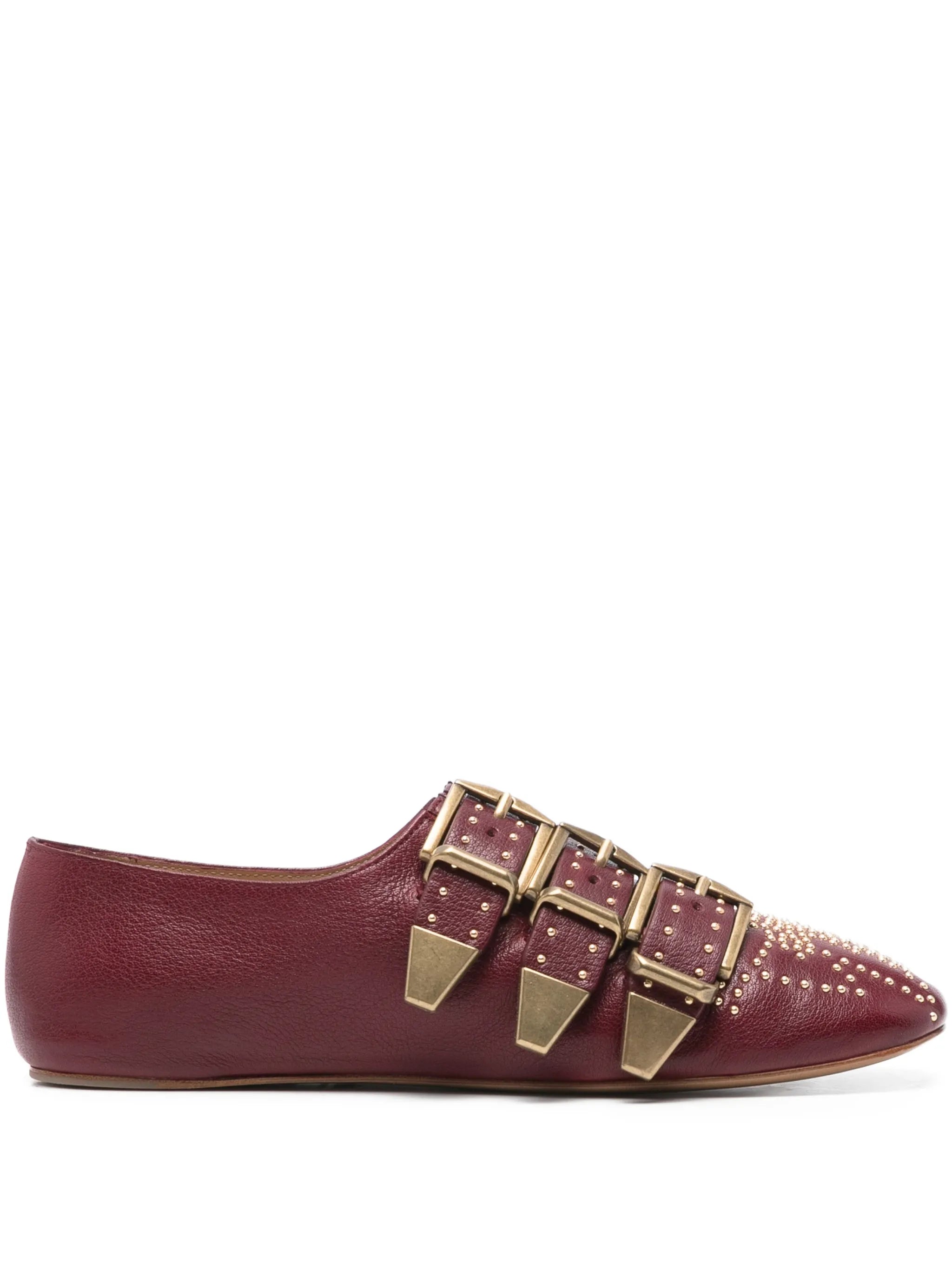 Susanna square-toe buckle flat pumps