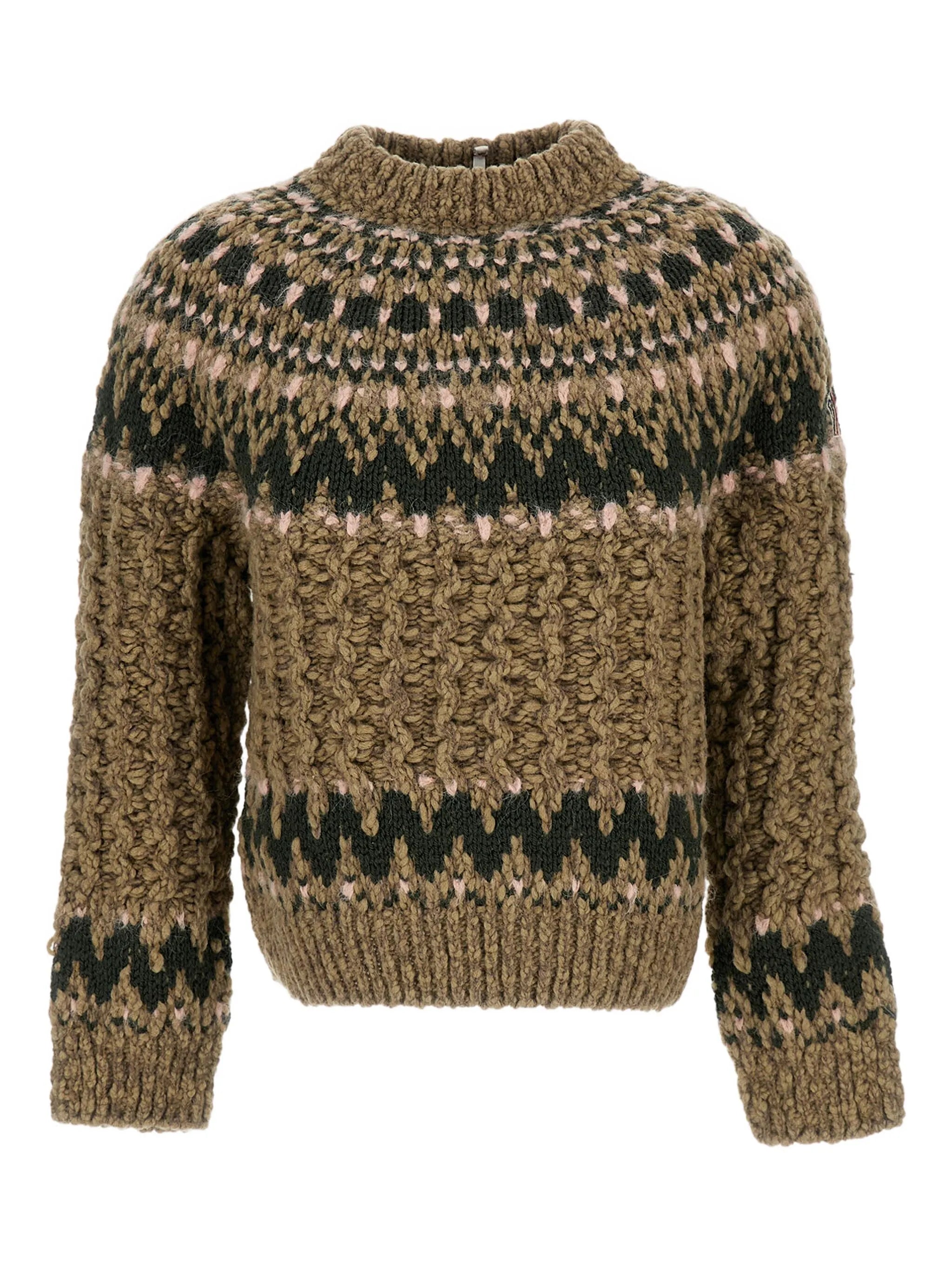 patterned mock-neck sweater