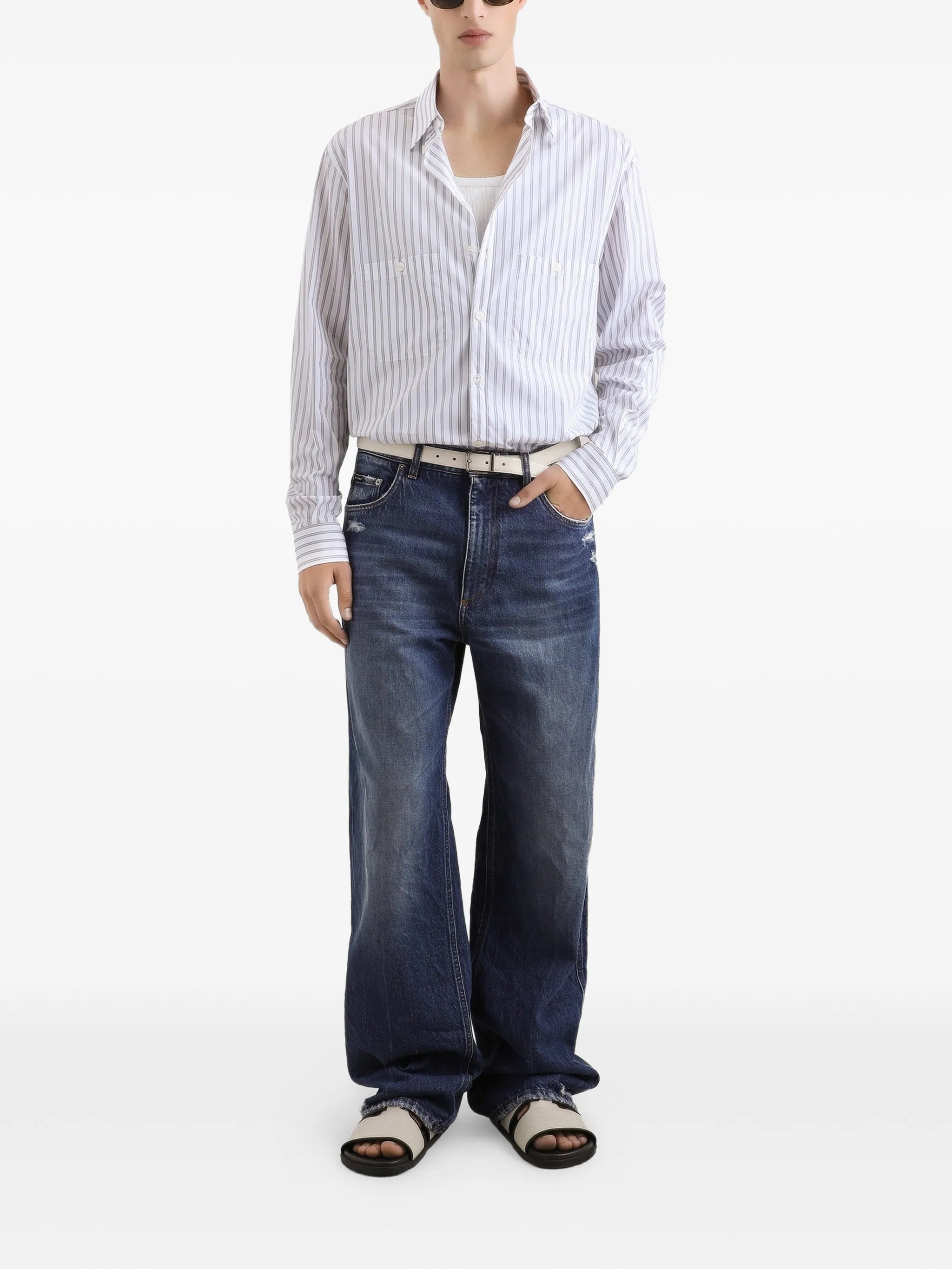 Martini striped-pattern pocket shirt
