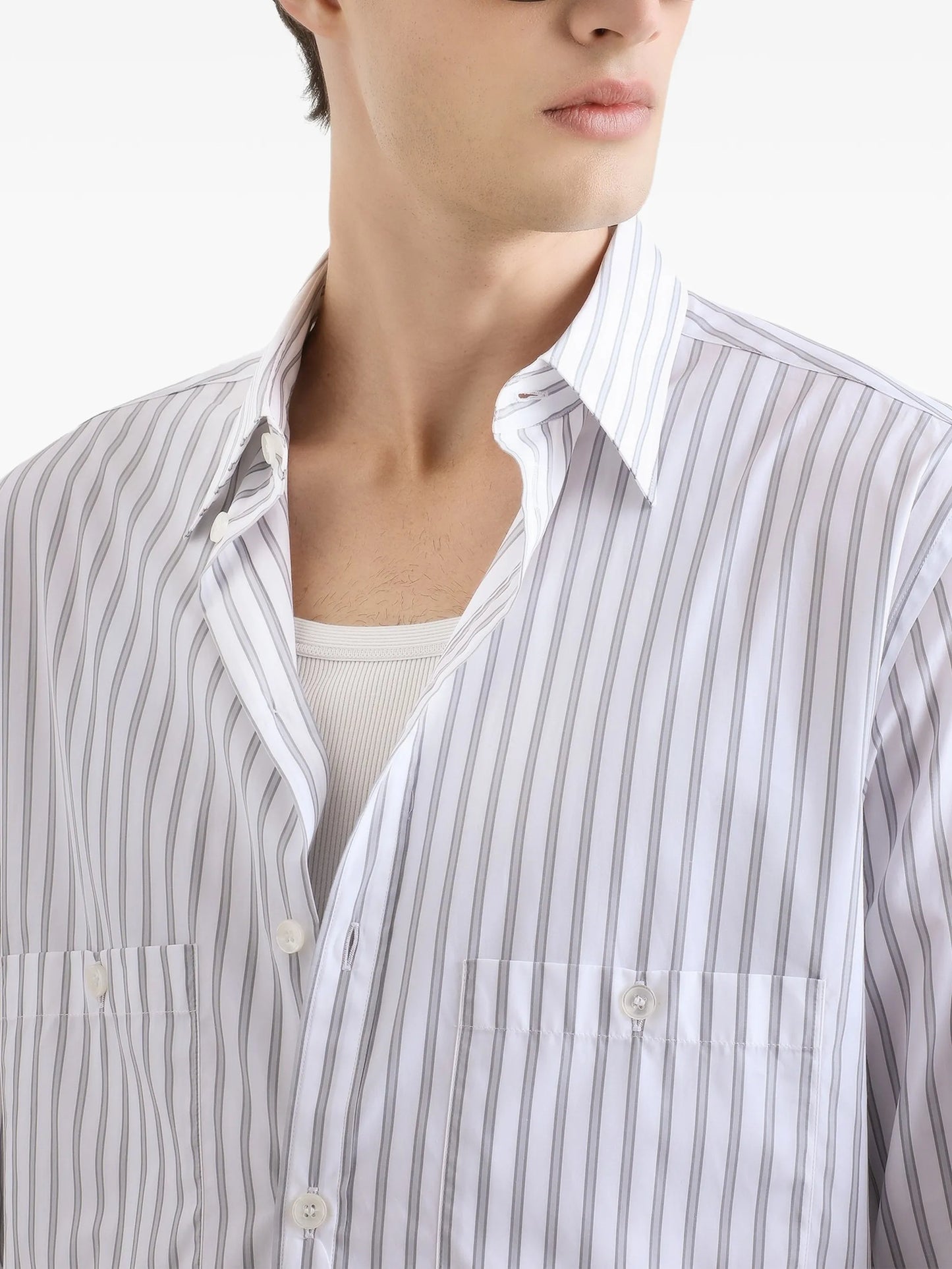 Martini striped-pattern pocket shirt