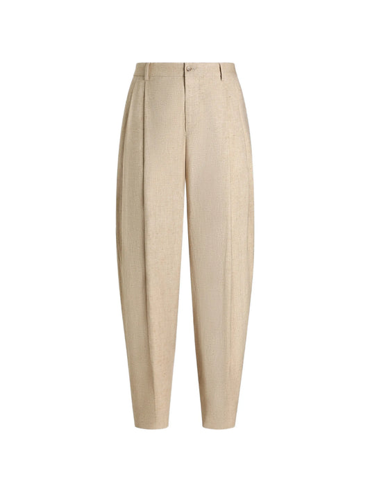hemp and silk trousers with tweed effect