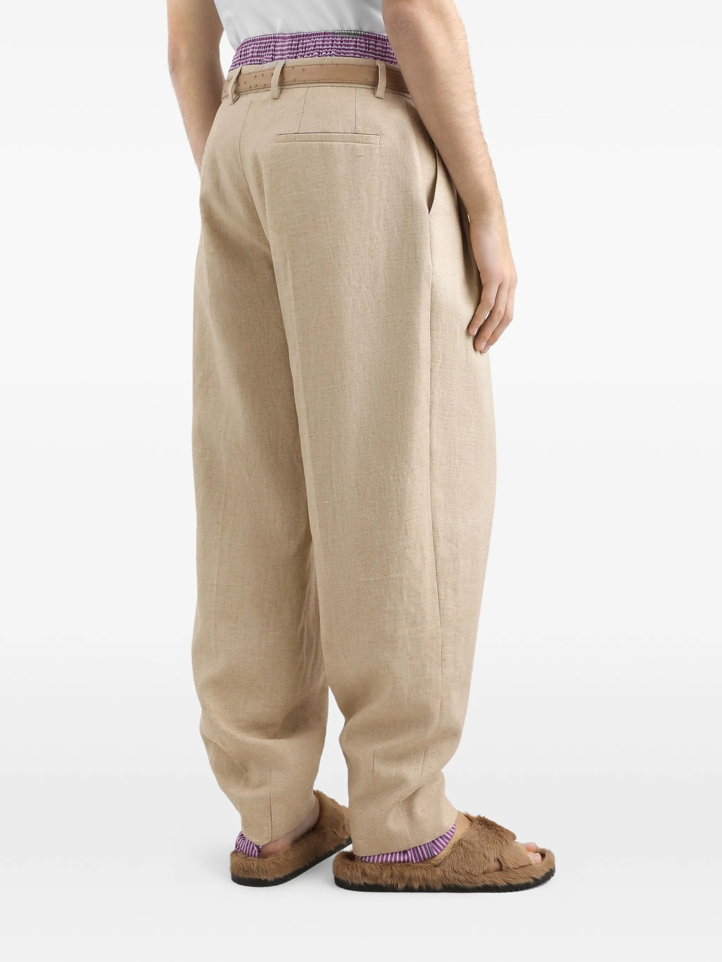 hemp and silk trousers with tweed effect