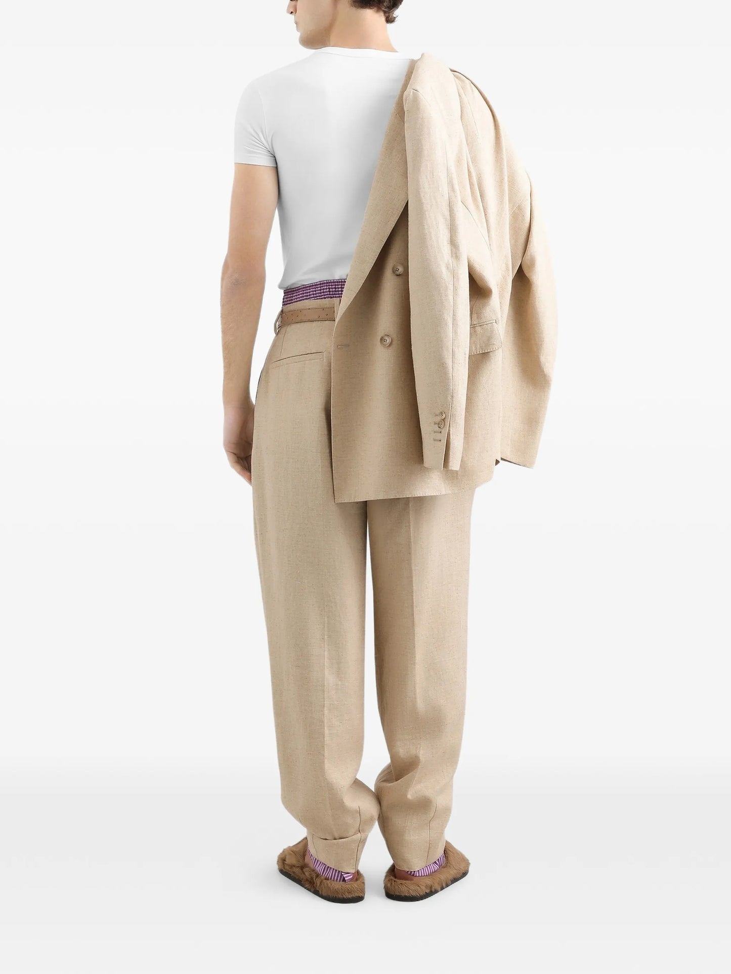 hemp and silk trousers with tweed effect