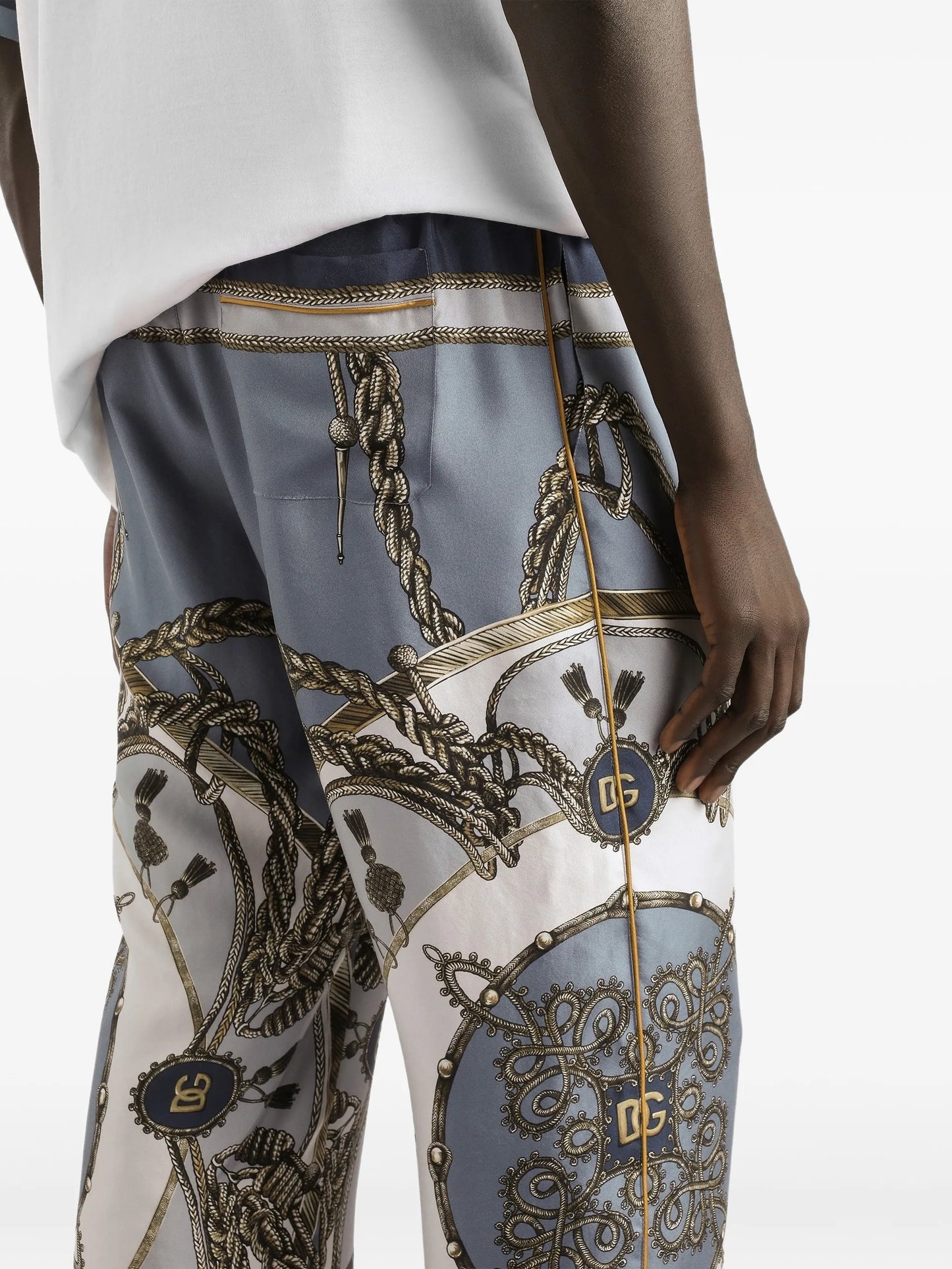 cargo-print vanity silk twill trousers