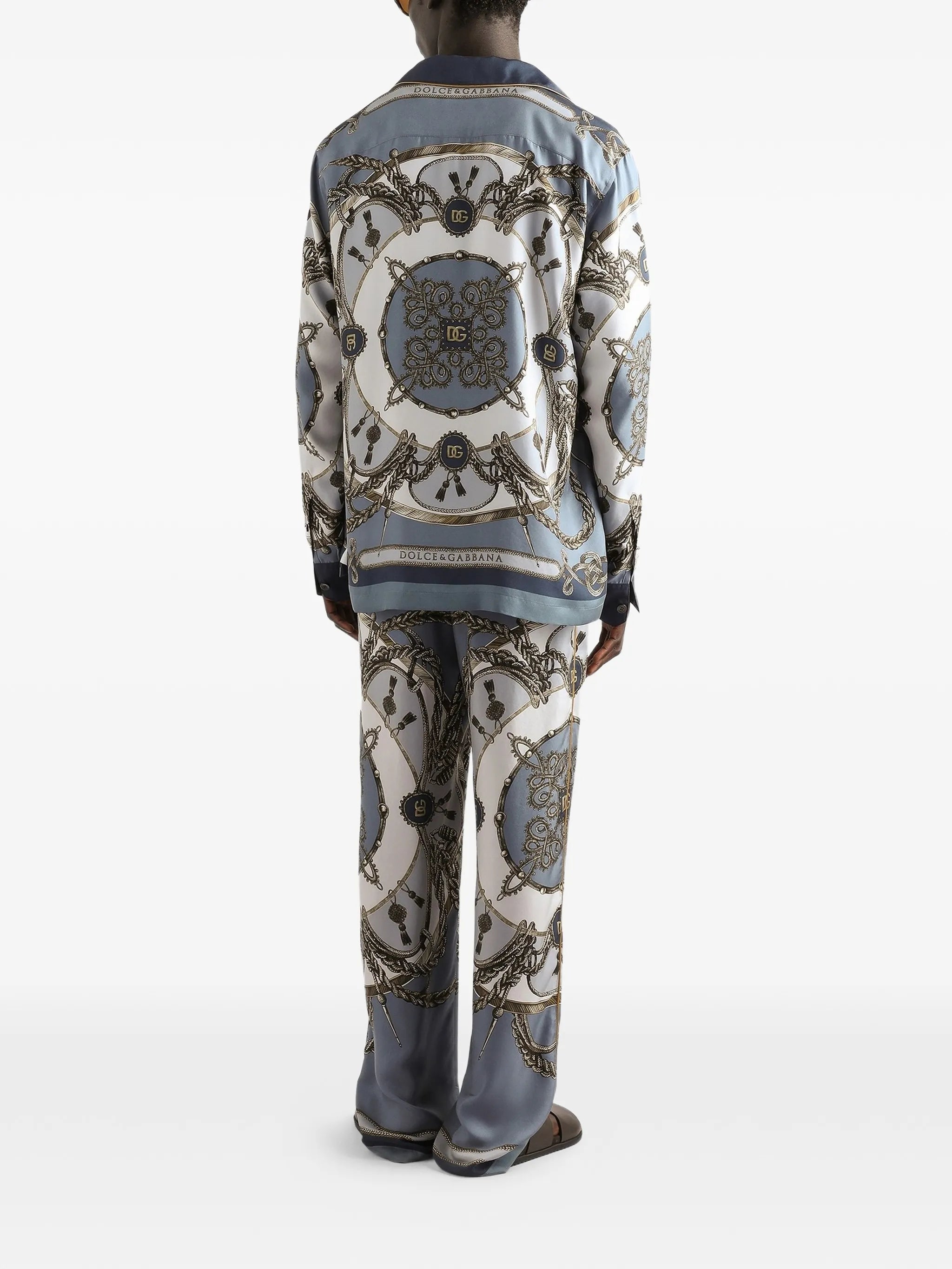 cargo-print vanity silk twill trousers