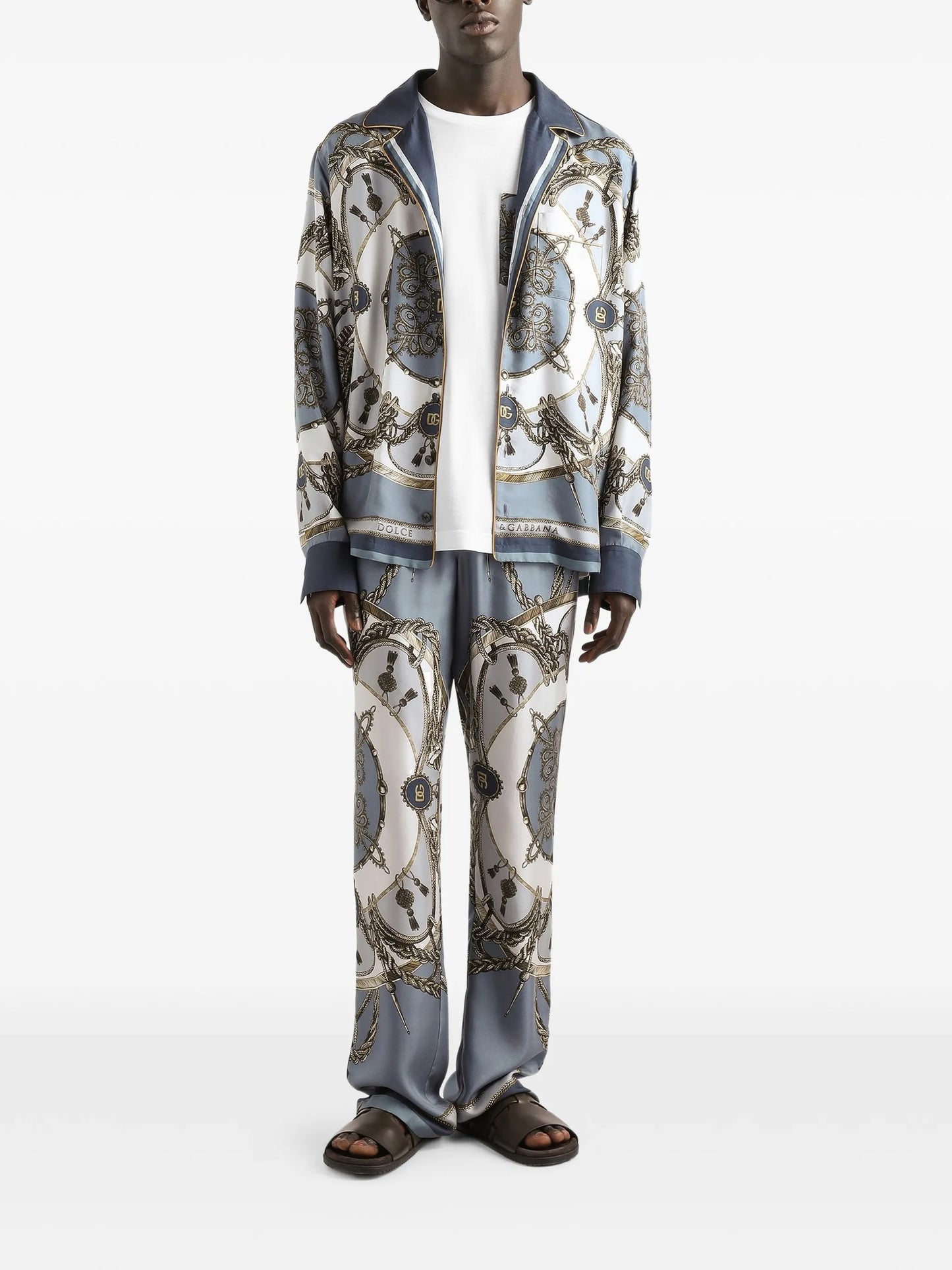 cargo-print vanity silk twill trousers