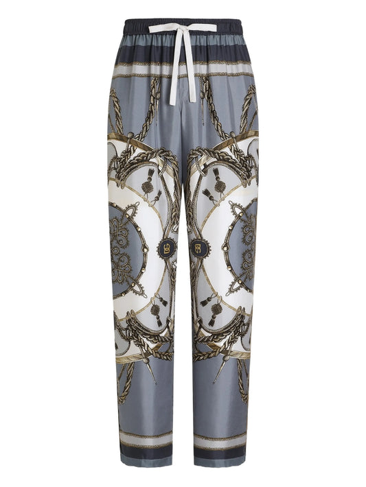 cargo-print vanity silk twill trousers