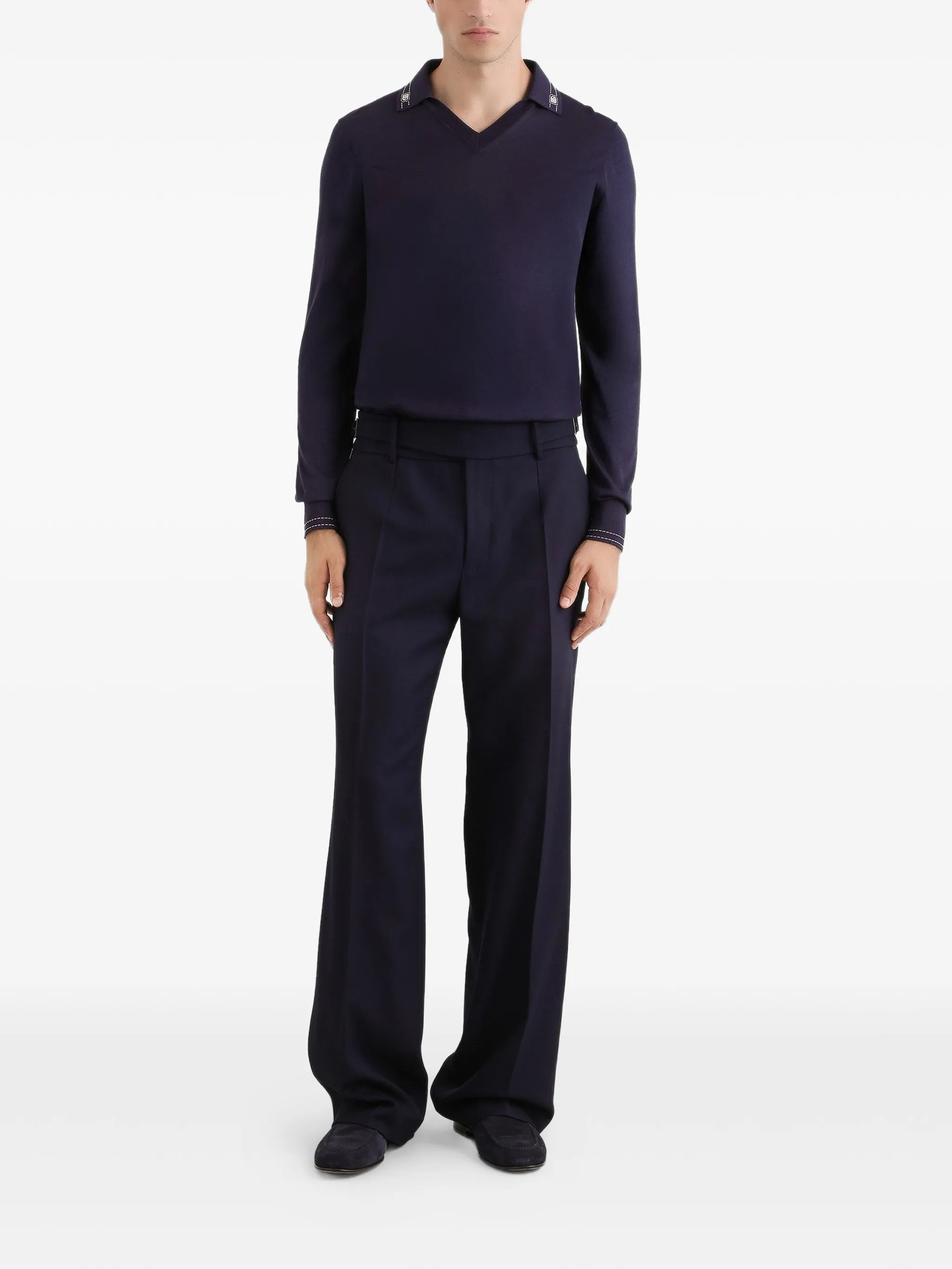 V-neck logo-embroidered top