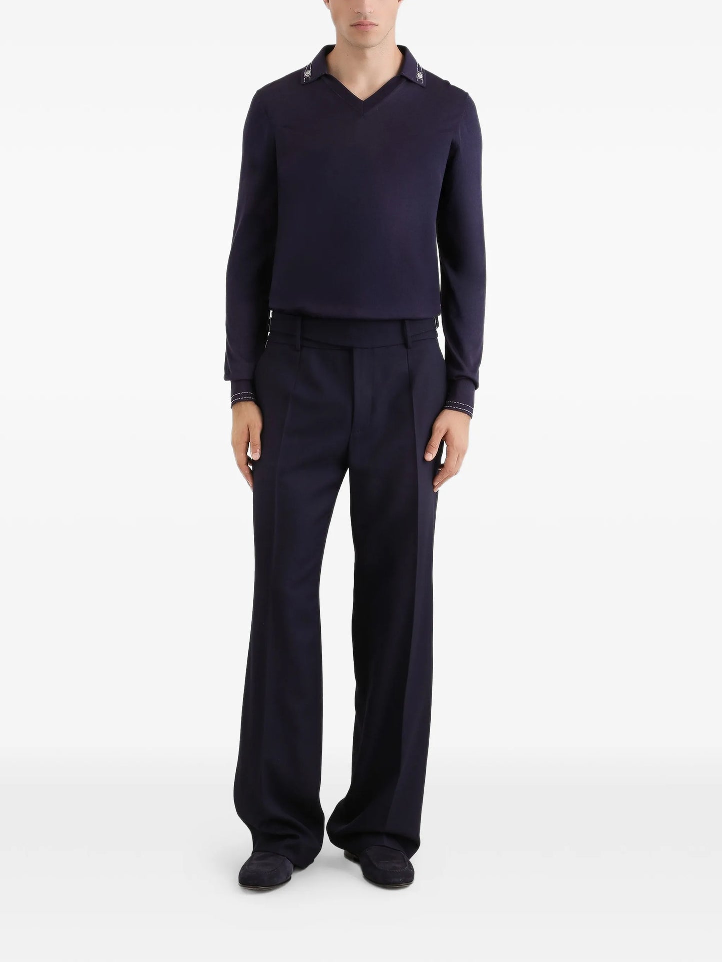 V-neck logo-embroidered top