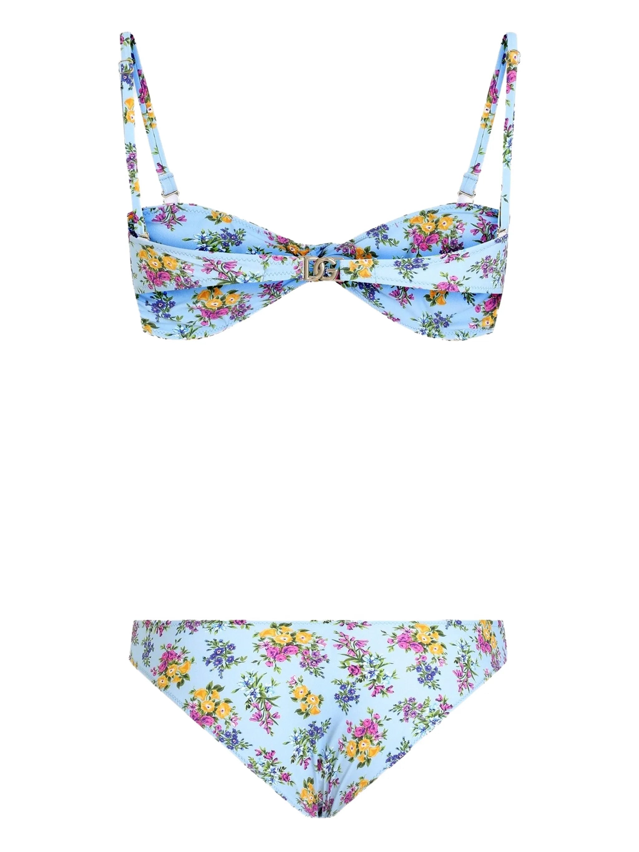 floral-print bikini
