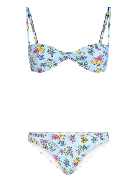 floral-print twist bikini