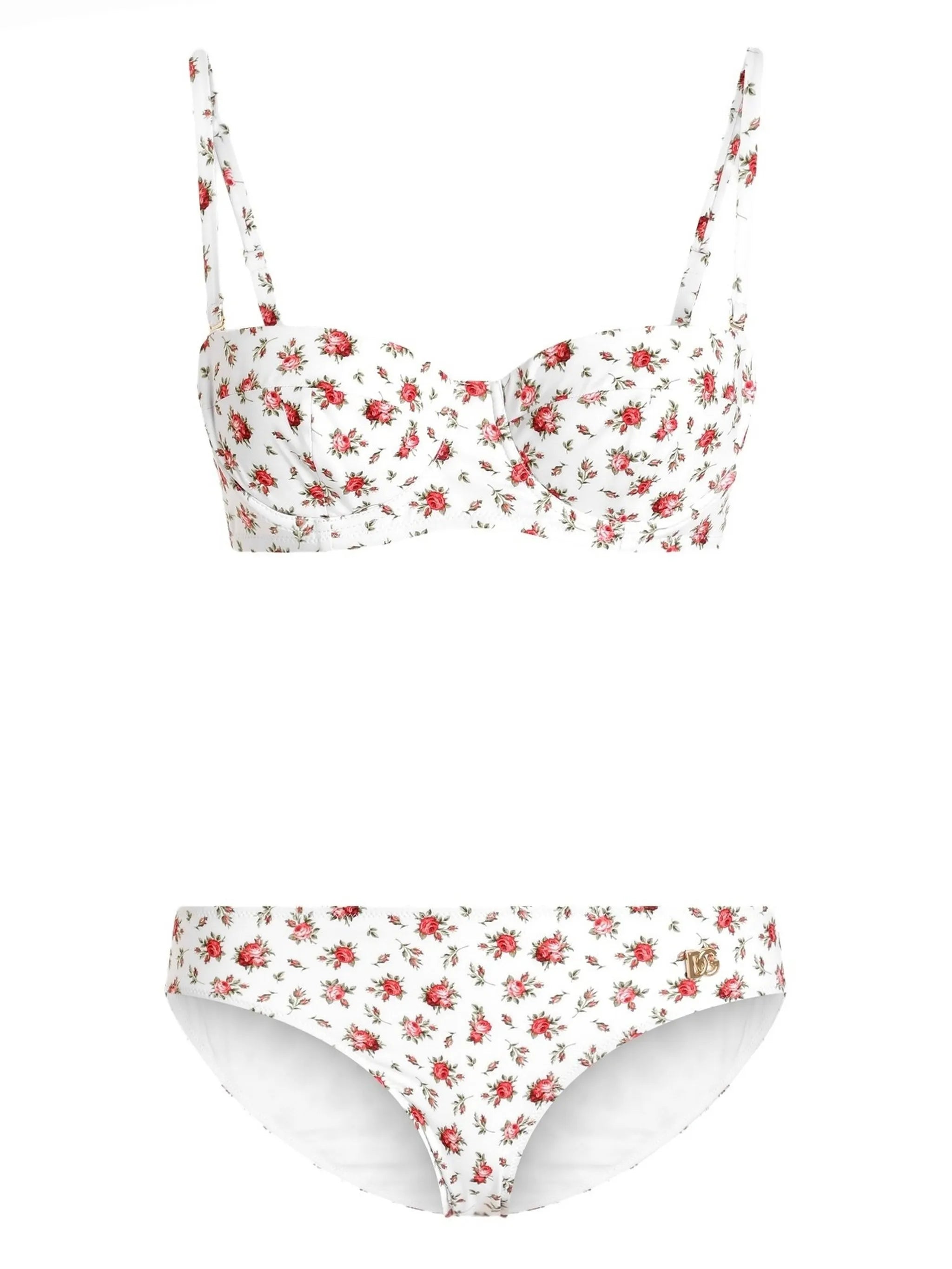 floral-print bikini