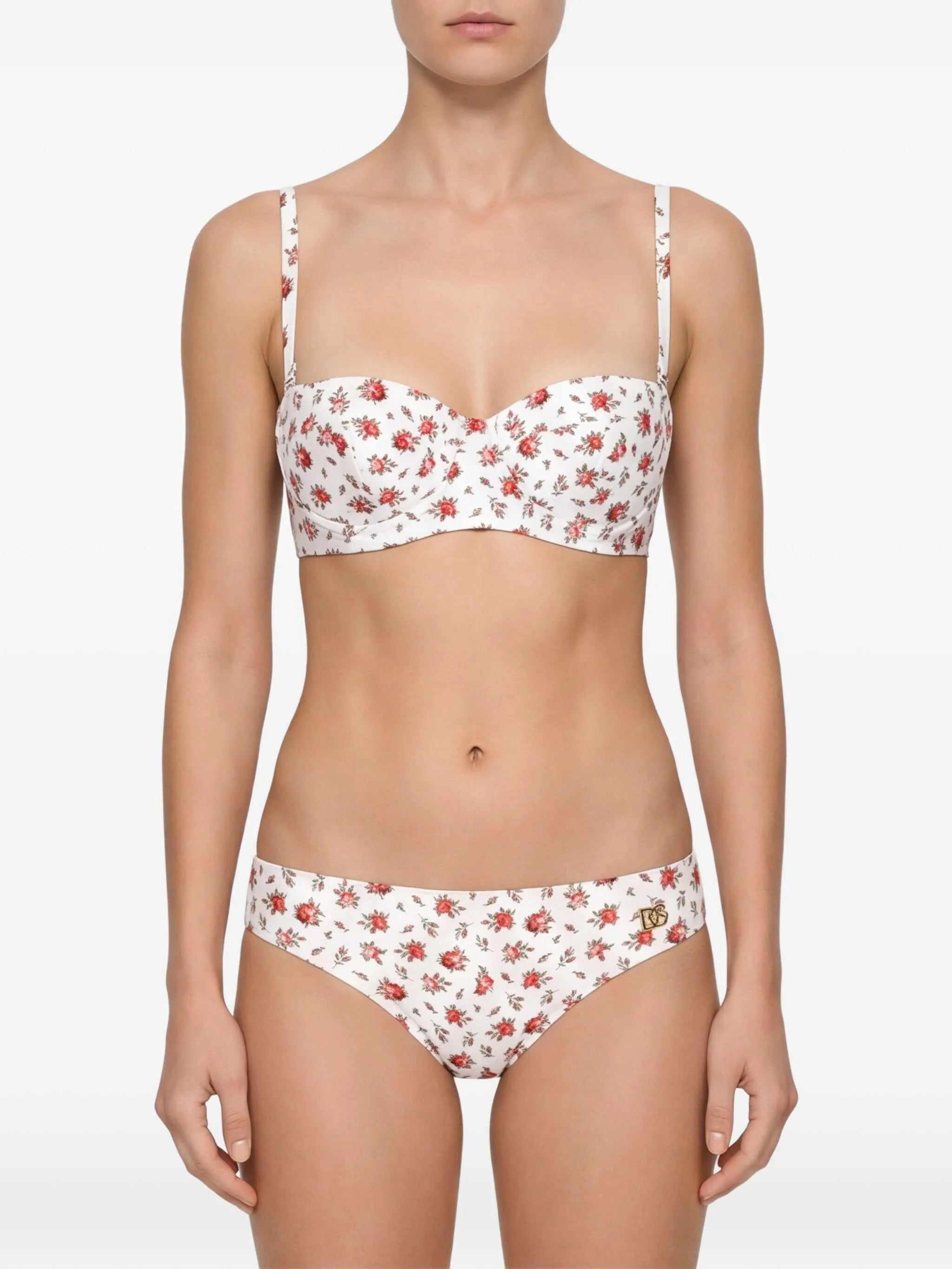 floral-print bikini