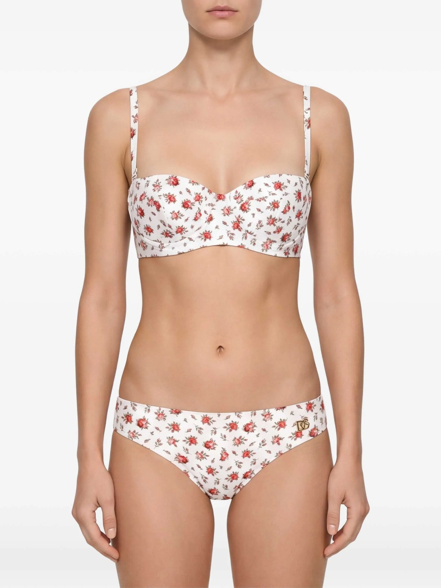 floral-print bikini