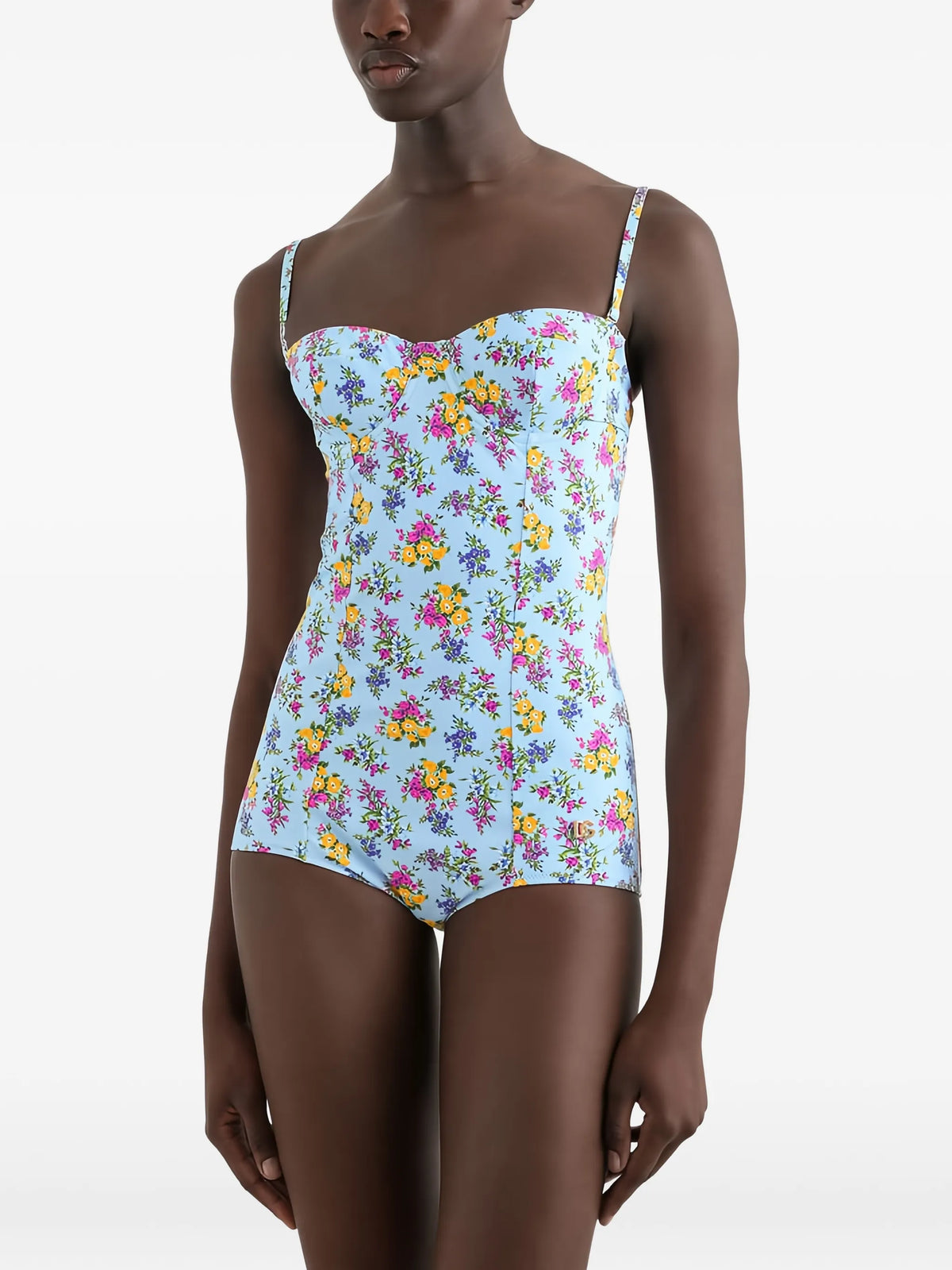 Rose-print triangle bikini