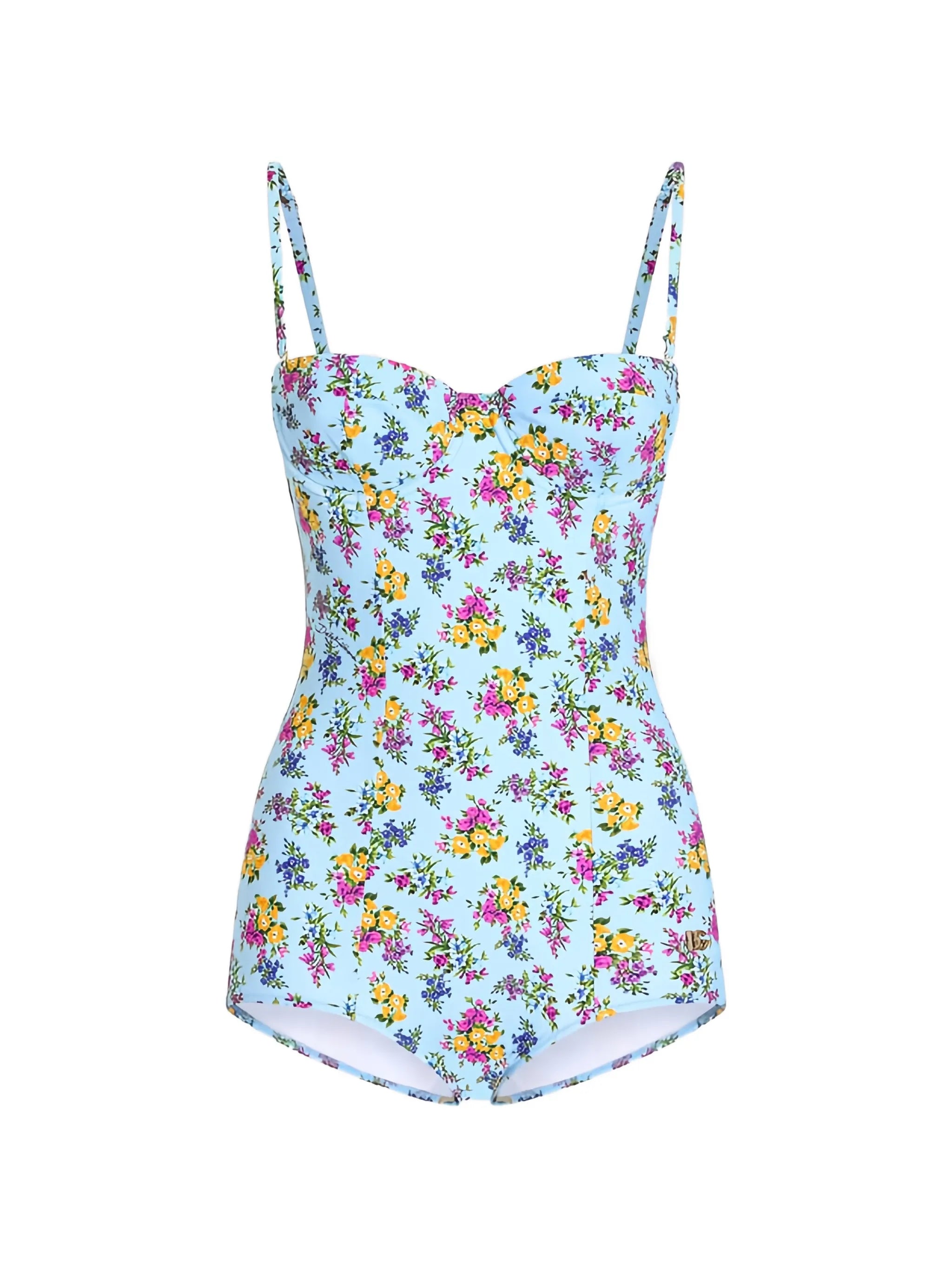 Rose-print triangle bikini