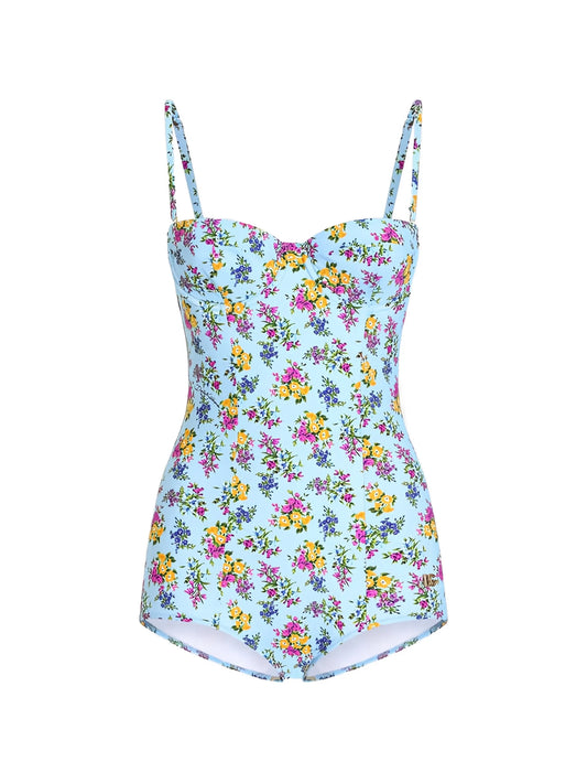 Rose-print triangle bikini