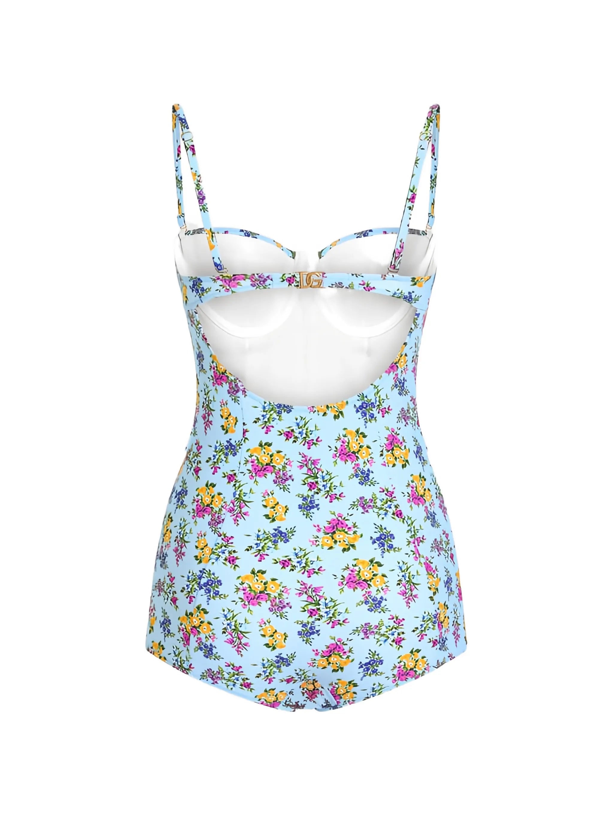 Rose-print triangle bikini