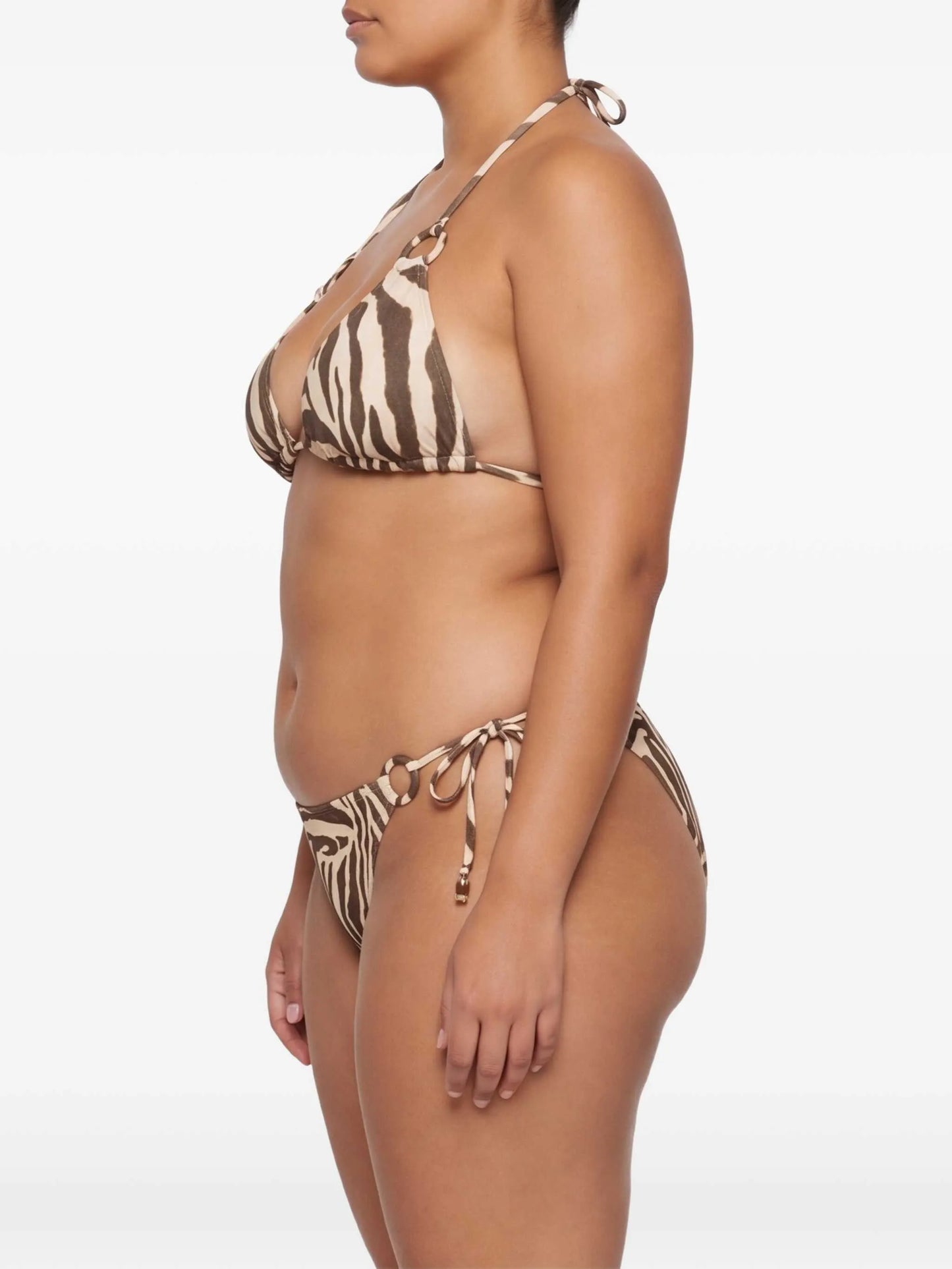 Wanderlust ring-tie zebra-pattern bikini