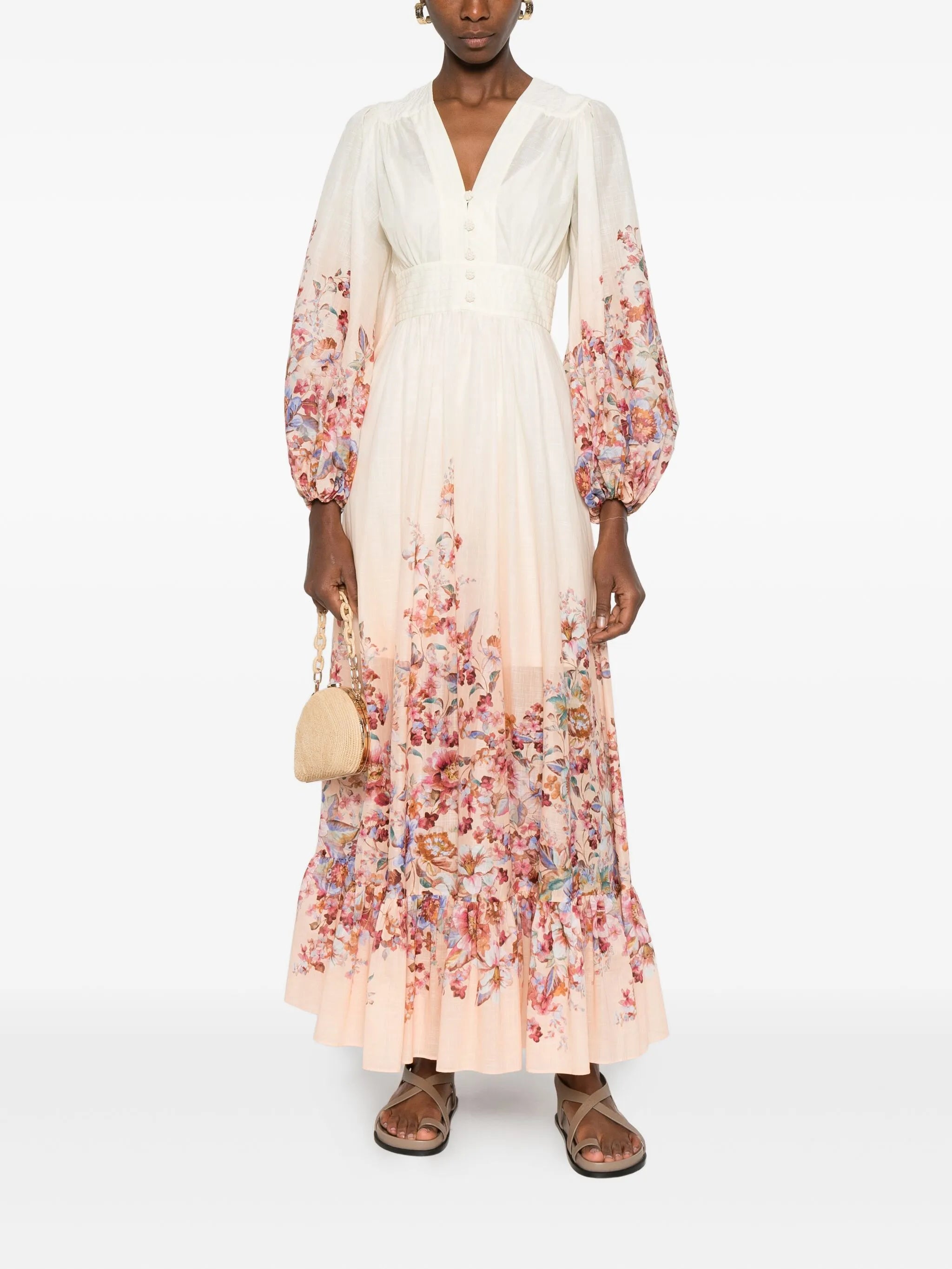 floral button maxi dress