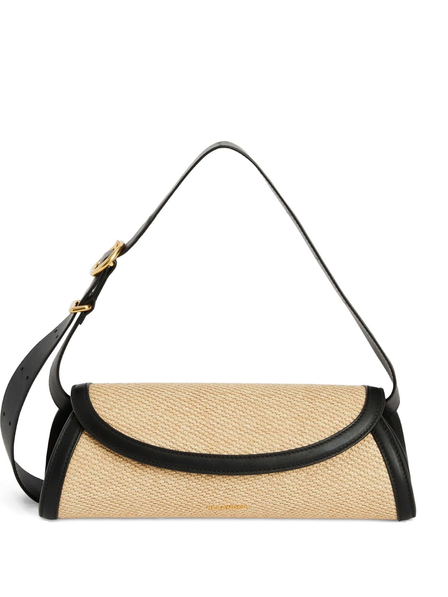 small Cannolo raffia leather trims handbag