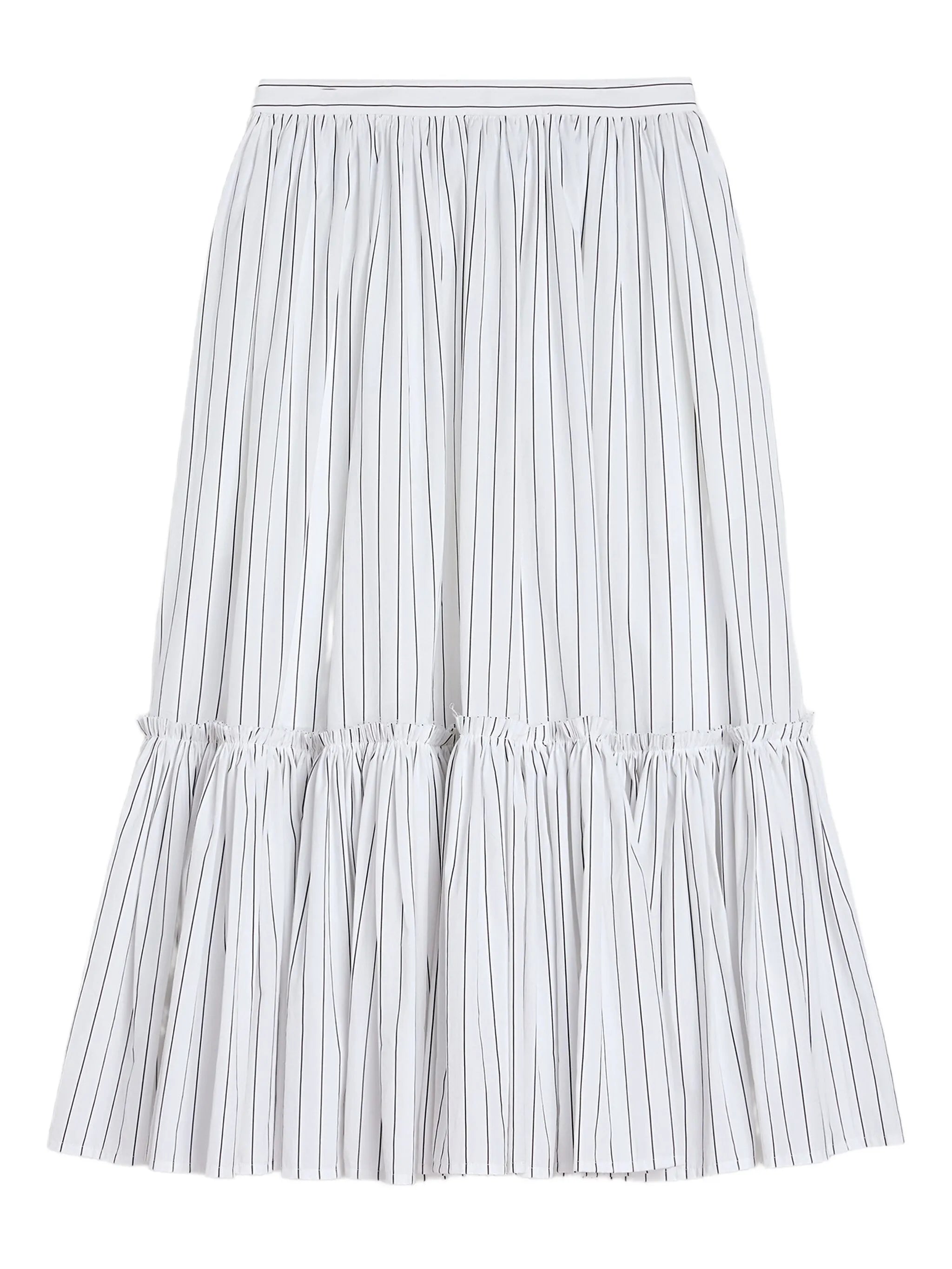 striped gathered midi skirt