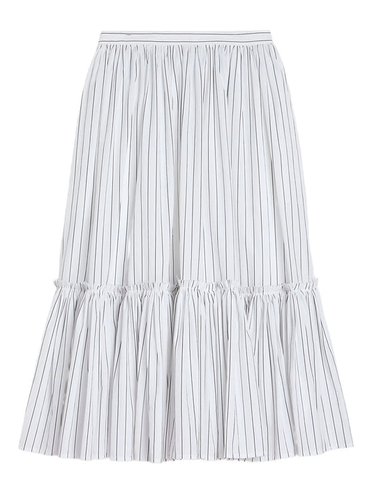 striped gathered midi skirt