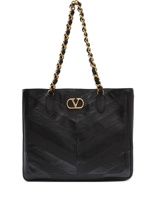 chevron-quilted chain-strap tote bag