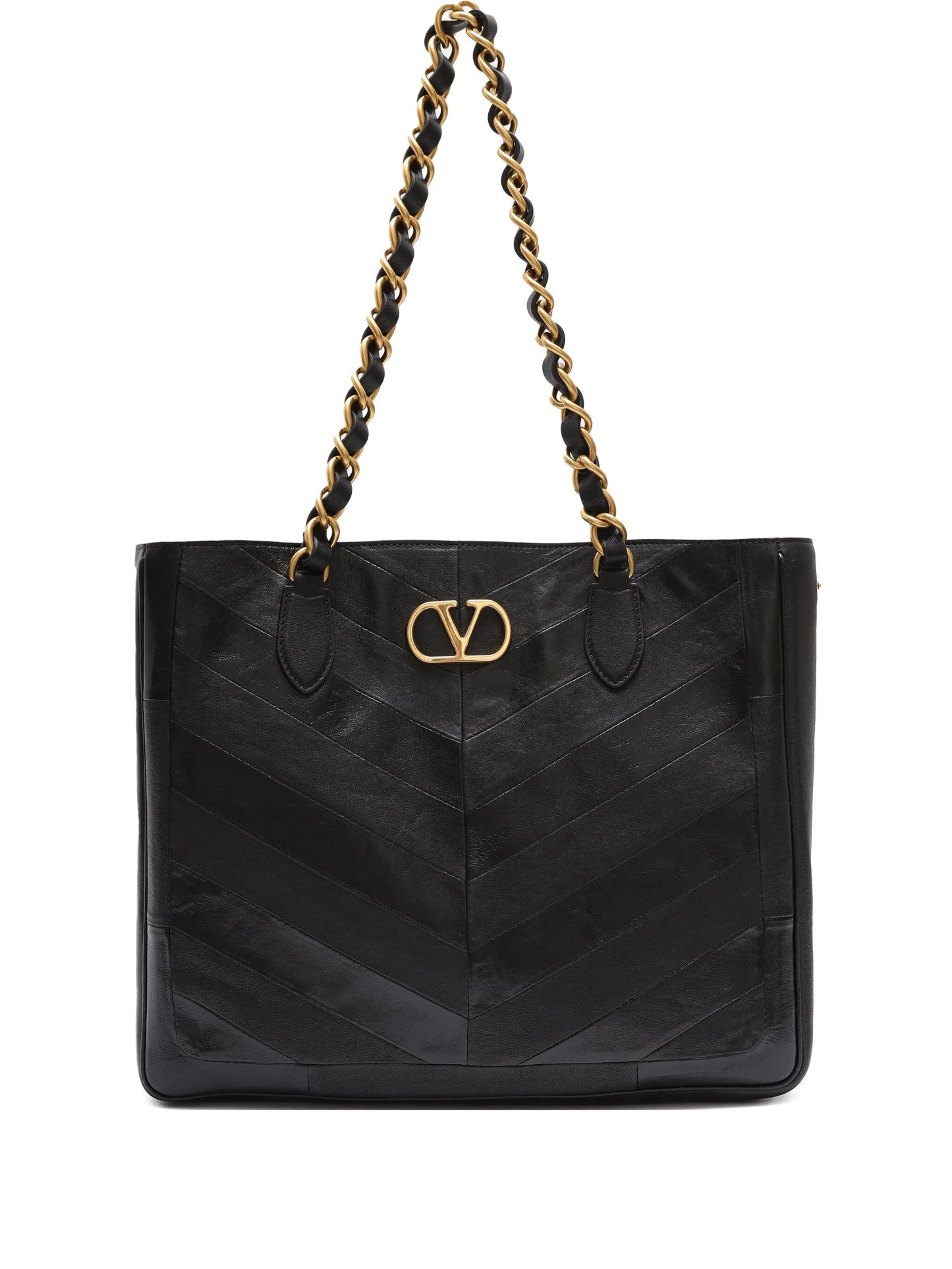 chevron-quilted chain-strap tote bag