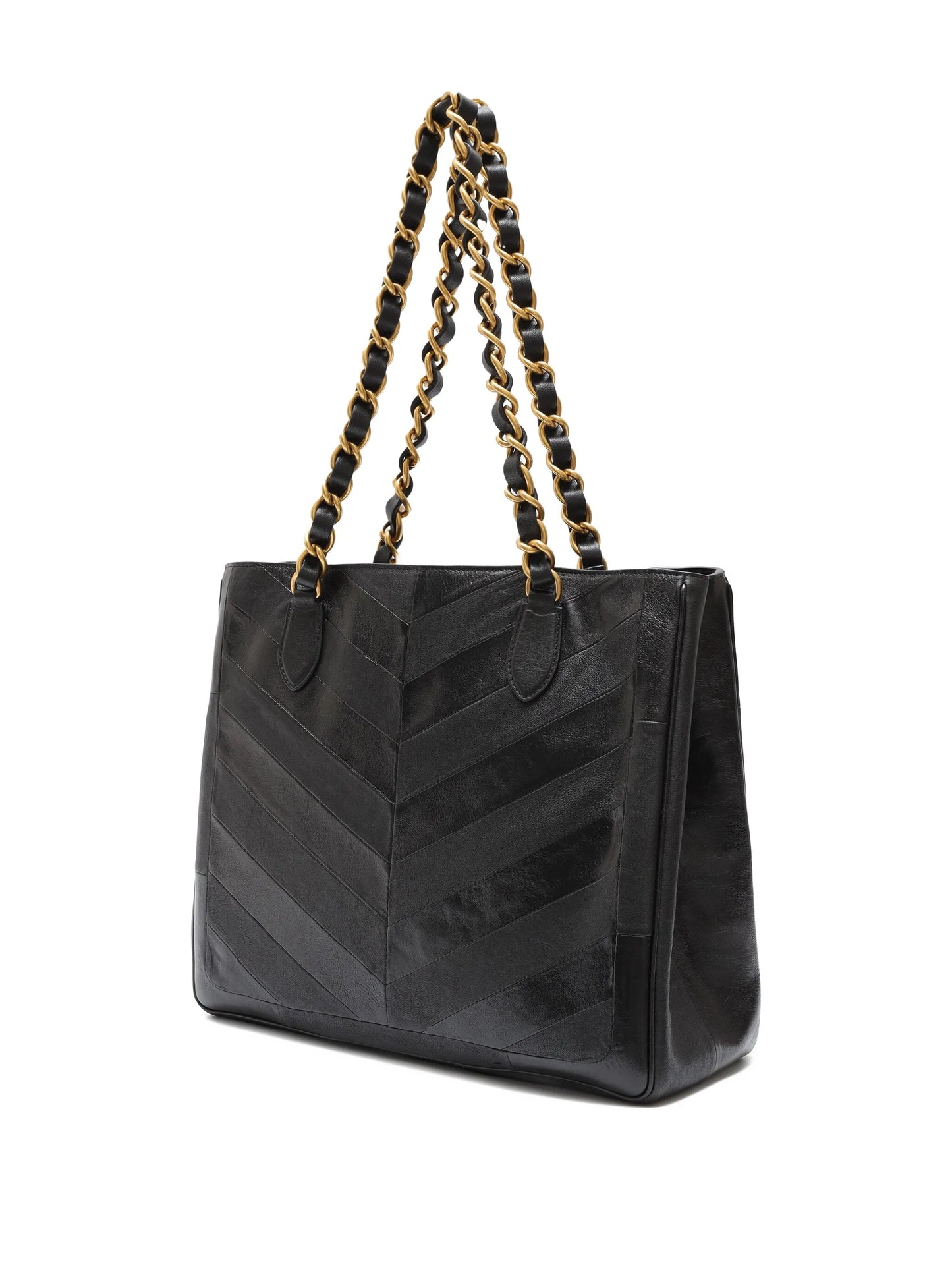 chevron-quilted chain-strap tote bag