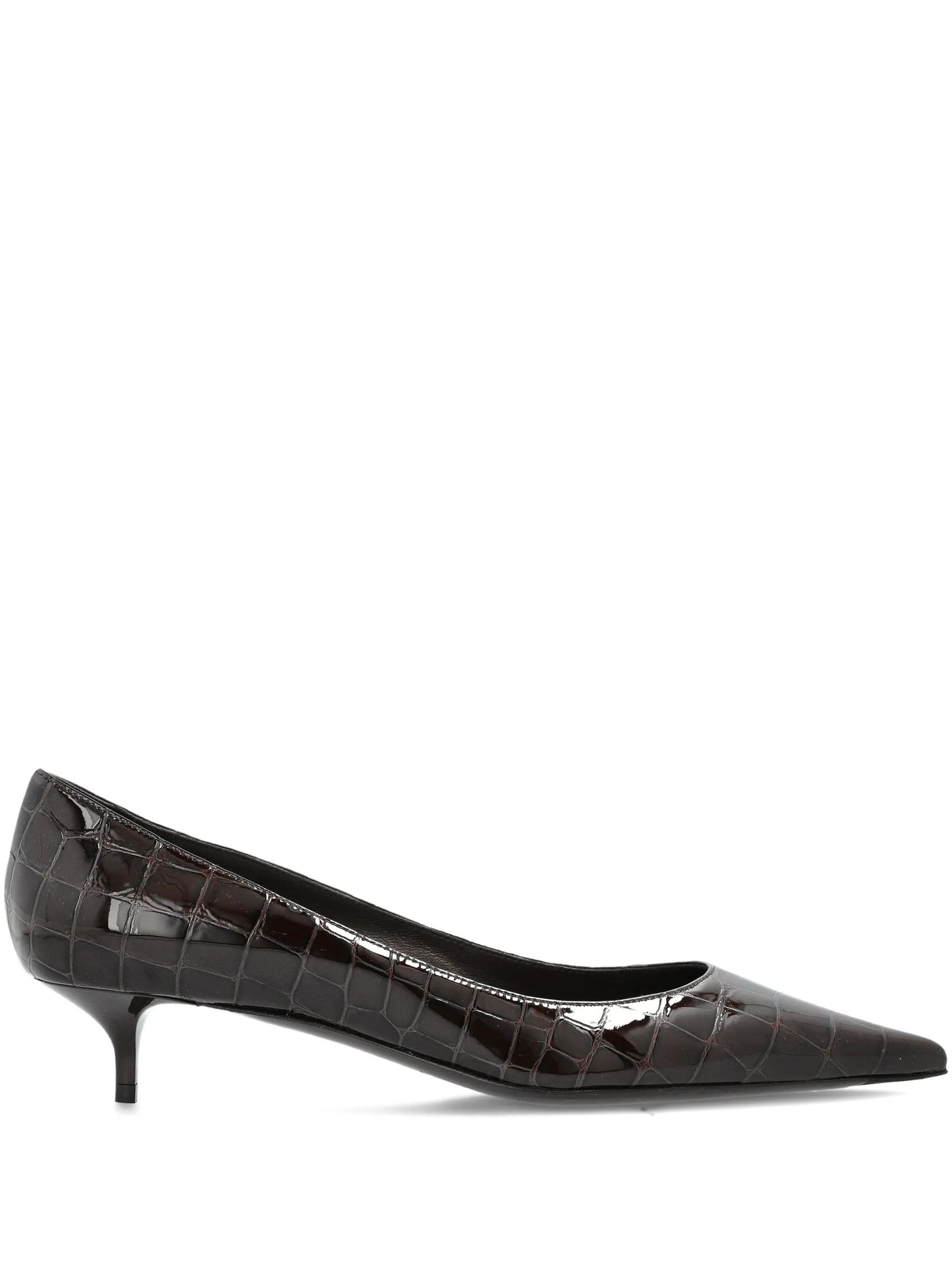pointed crocodile-effect pumps