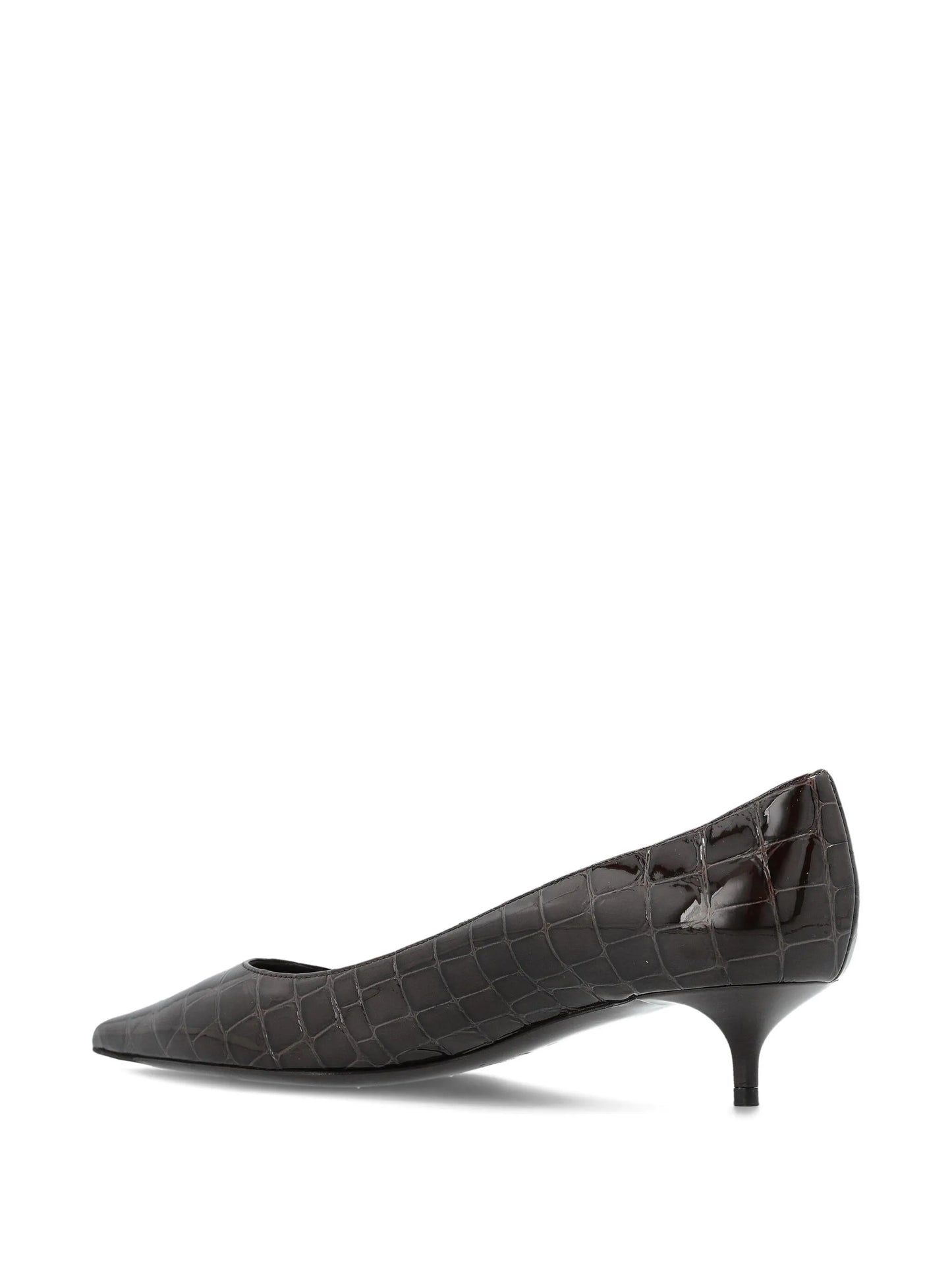 pointed crocodile-effect pumps