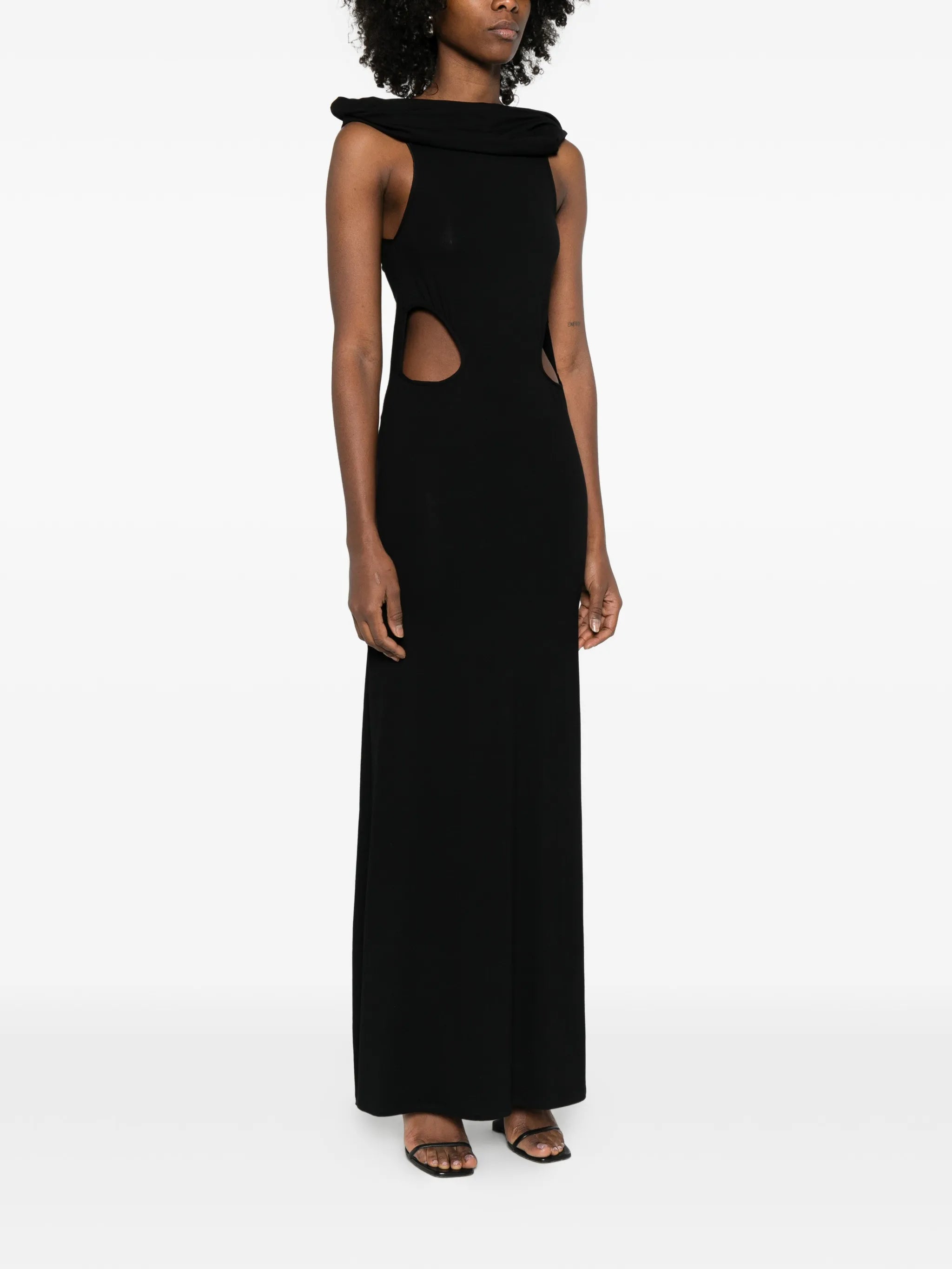 off-shoulder cutout maxi dress