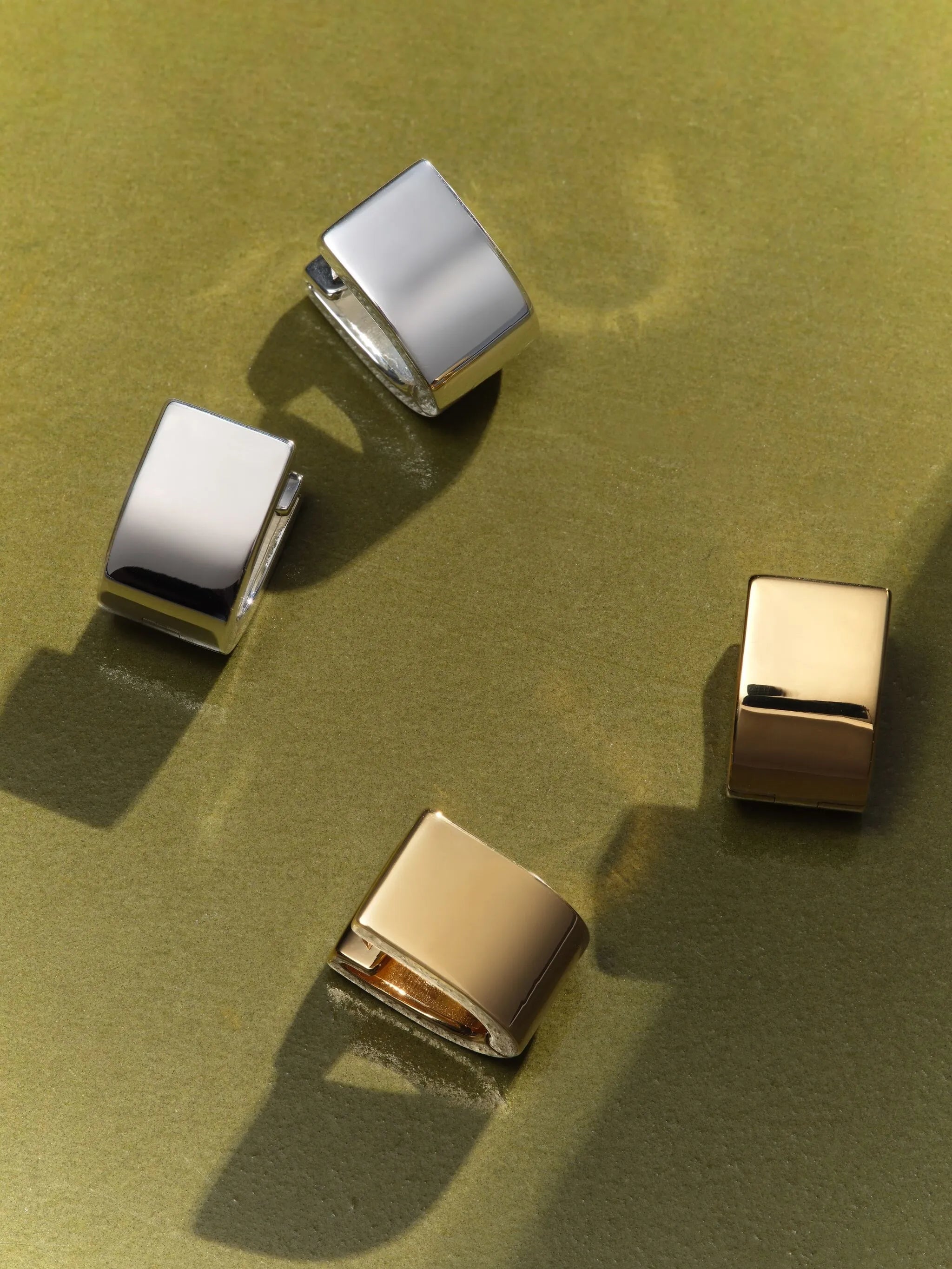 chunky square huggie earrings