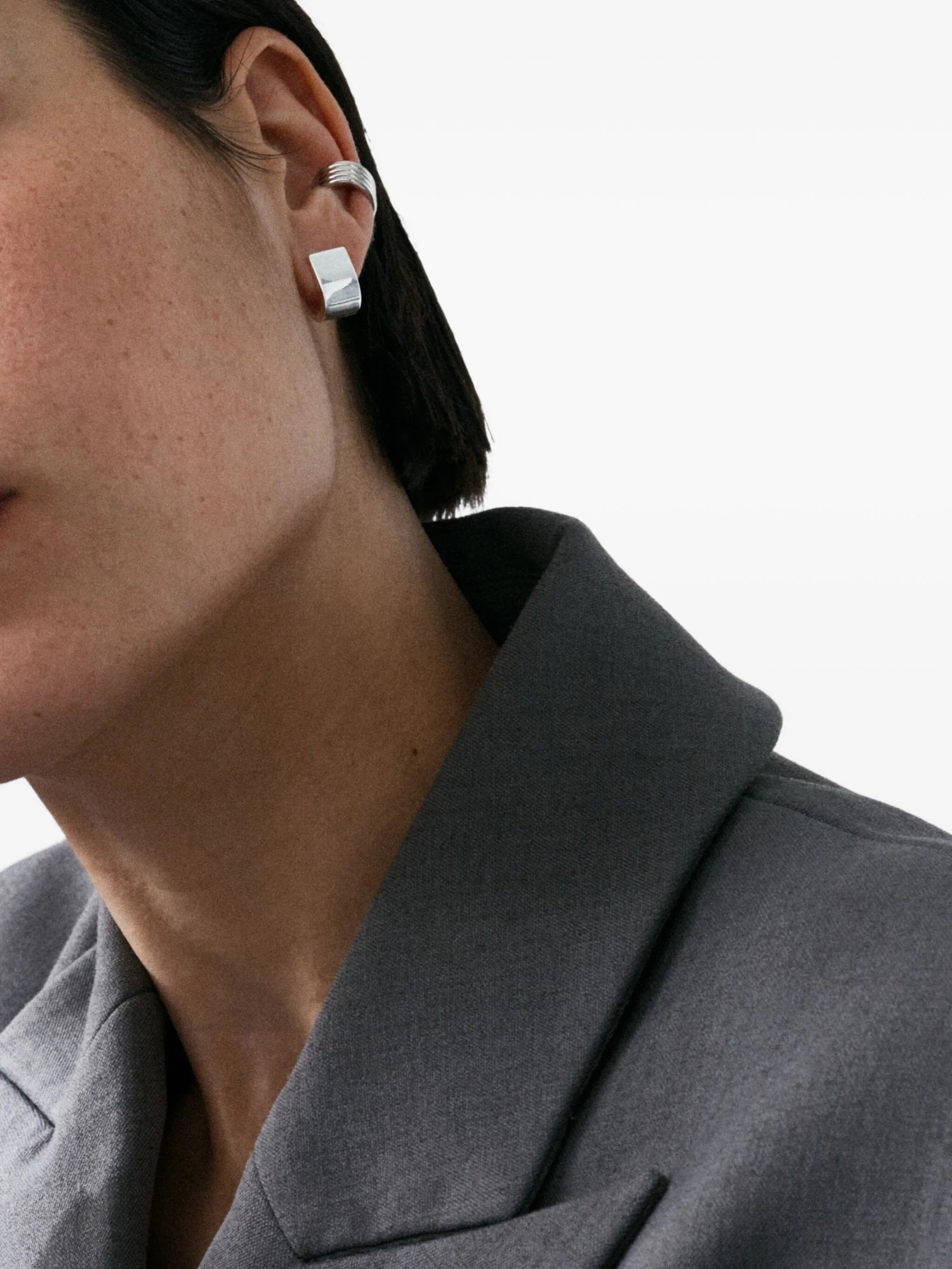 chunky square huggie earrings